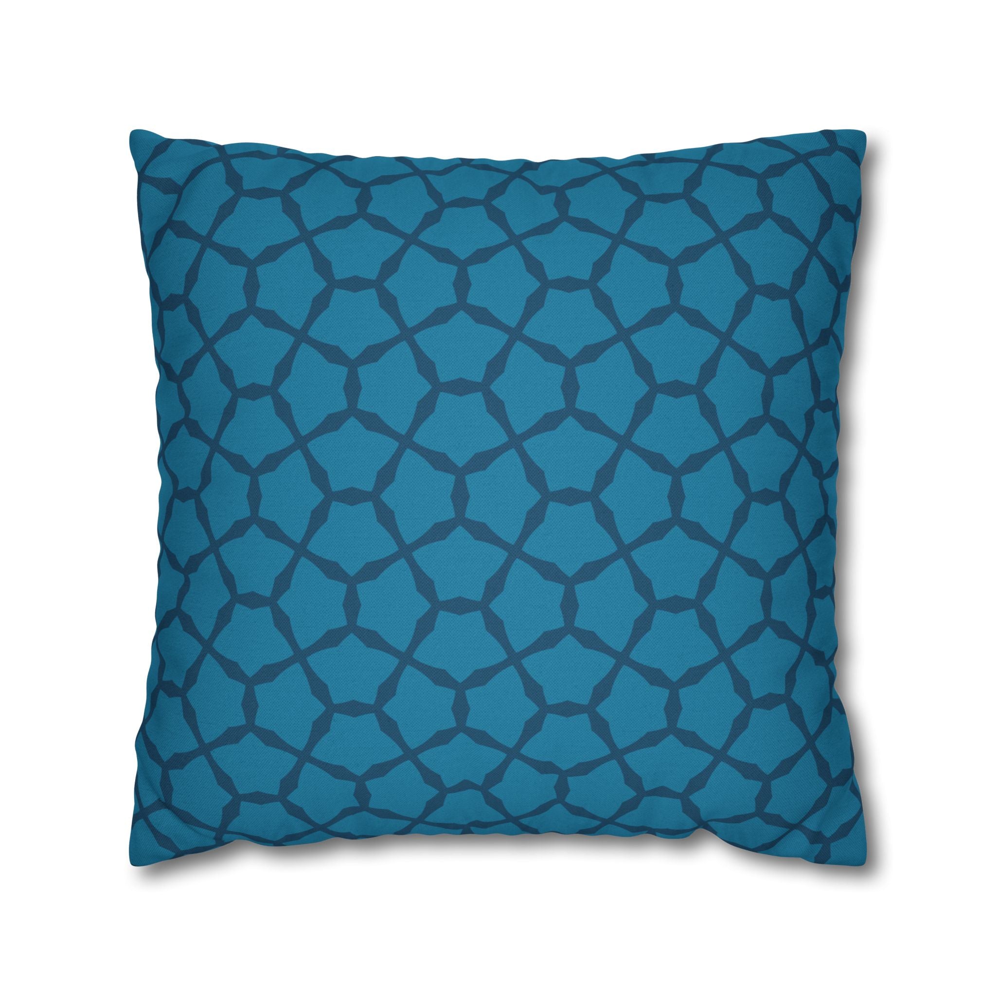 Turquoise Blue Lattice Pattern THROW PILLOW COVER — Modern Decorative Square Pillow Cover
