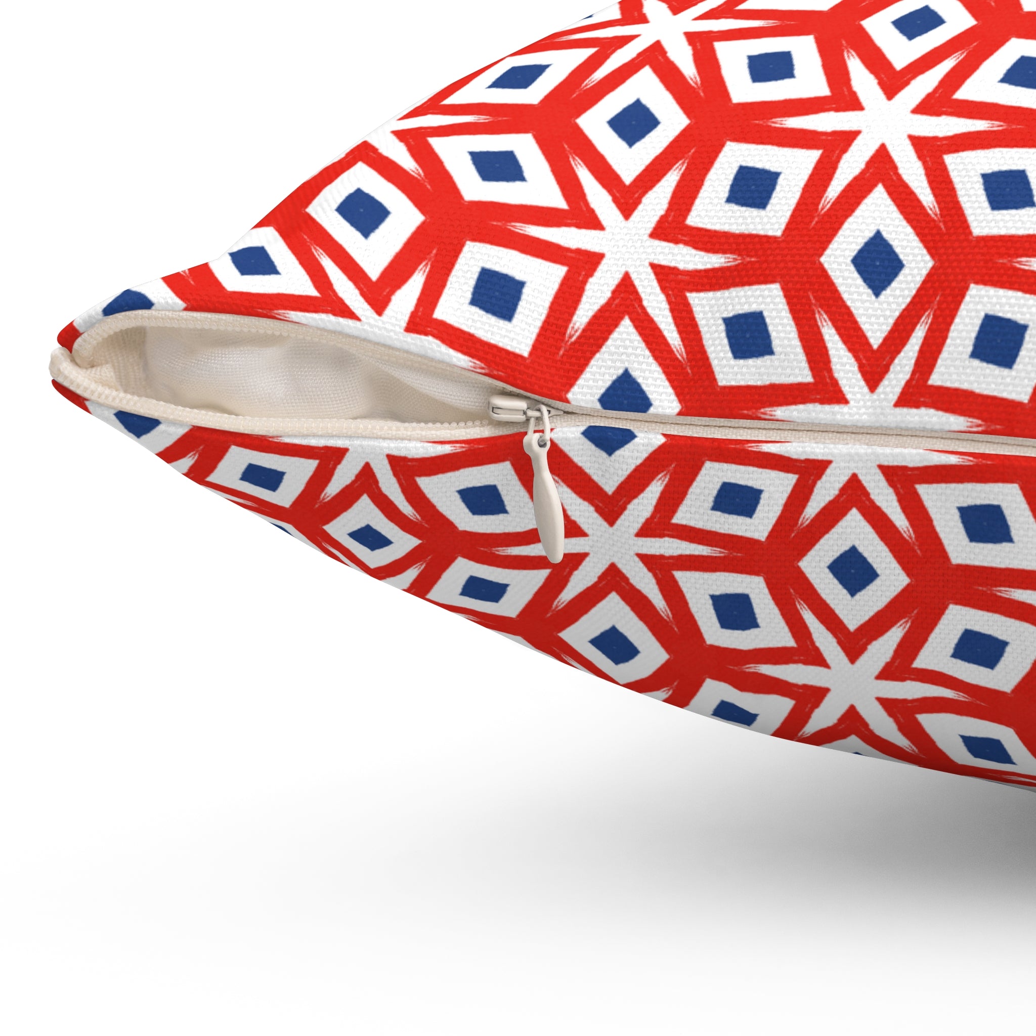 July 4th Fun Holiday Throw Pillow — Patriotic Spun Polyester Cushion