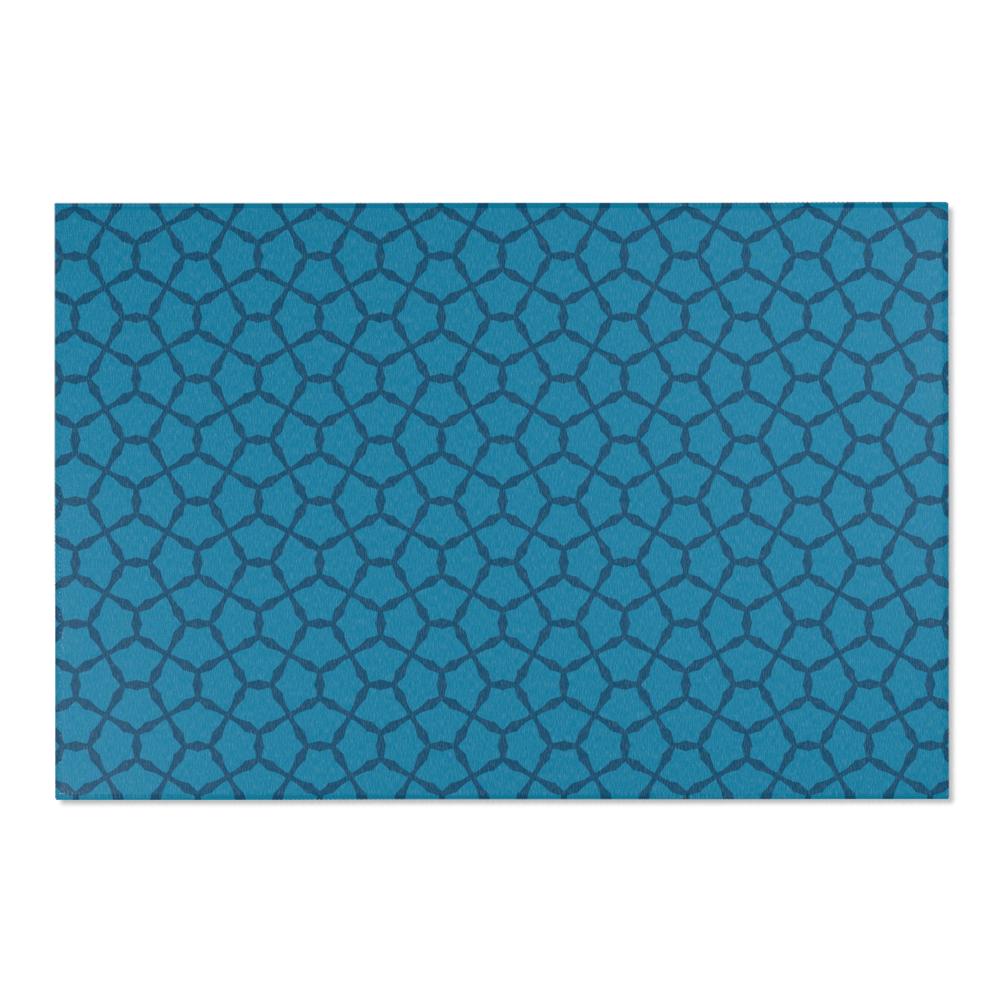 Blue Geometric Trellis Area Rug — Modern Moroccan Pattern