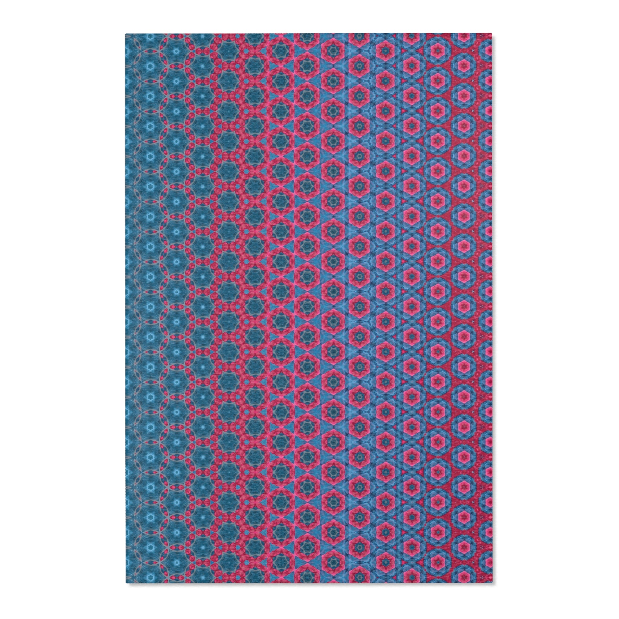 Ombre Boho Area Rug — Pink & Teal Mosaic Pattern