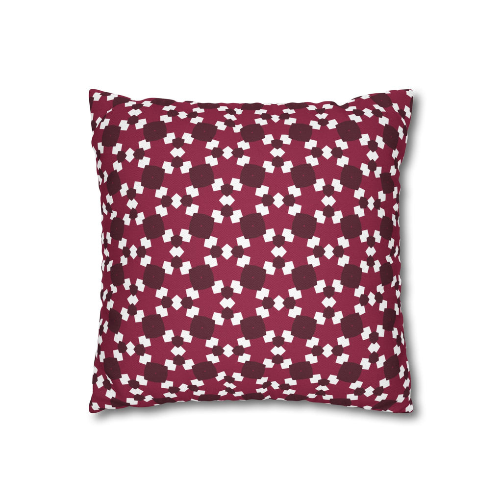 Burgundy Floral Geometric Throw THROW PILLOW COVER — Cozy Patterned Square Cushion Cover