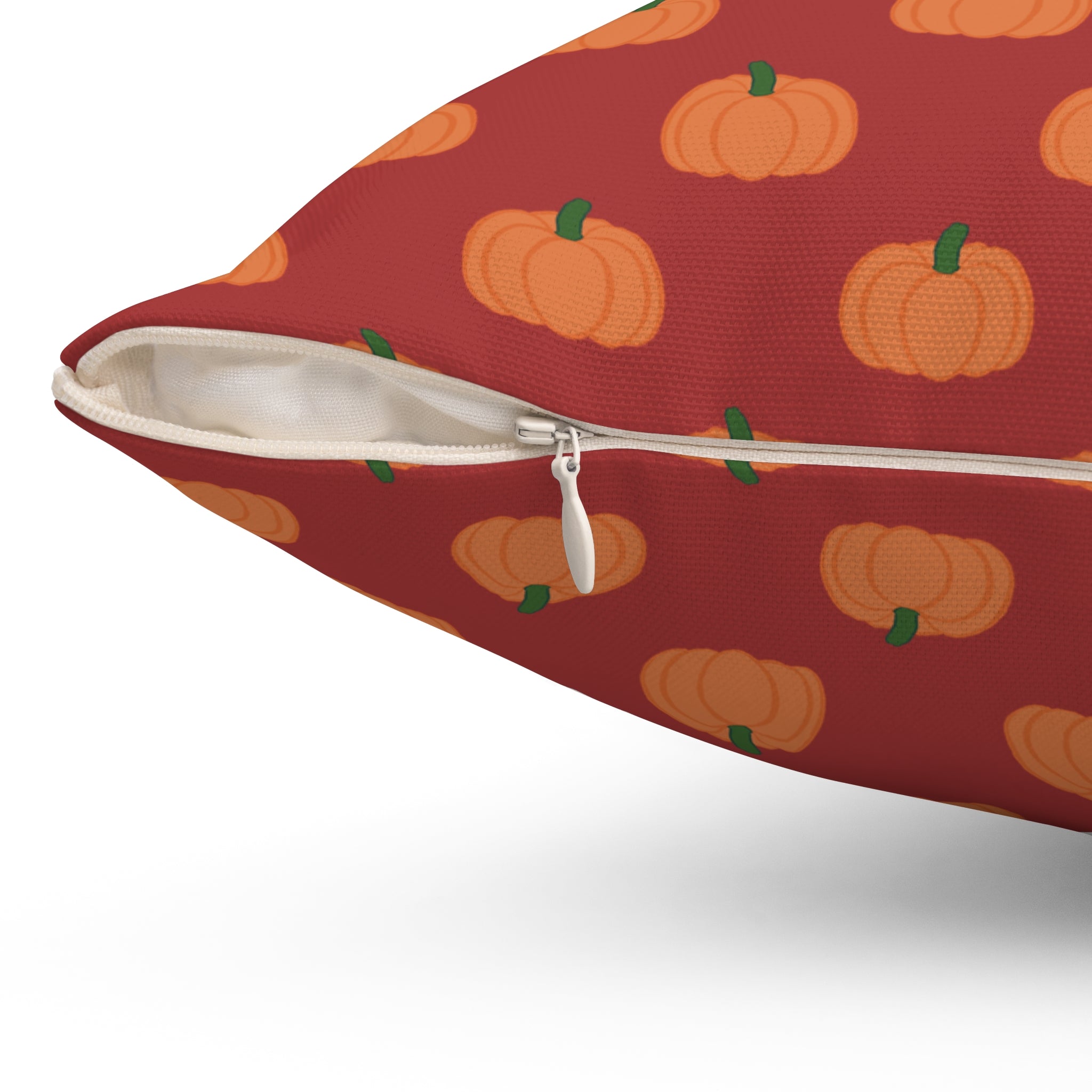 Burnt Orange Halloween Pumpkin Pattern Square Pillow — Halloween Fall Decorative Throw Pillow
