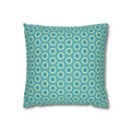 Aqua Retro Circle Decorative THROW PILLOW COVER — Spun Polyester Square Pillow Cover