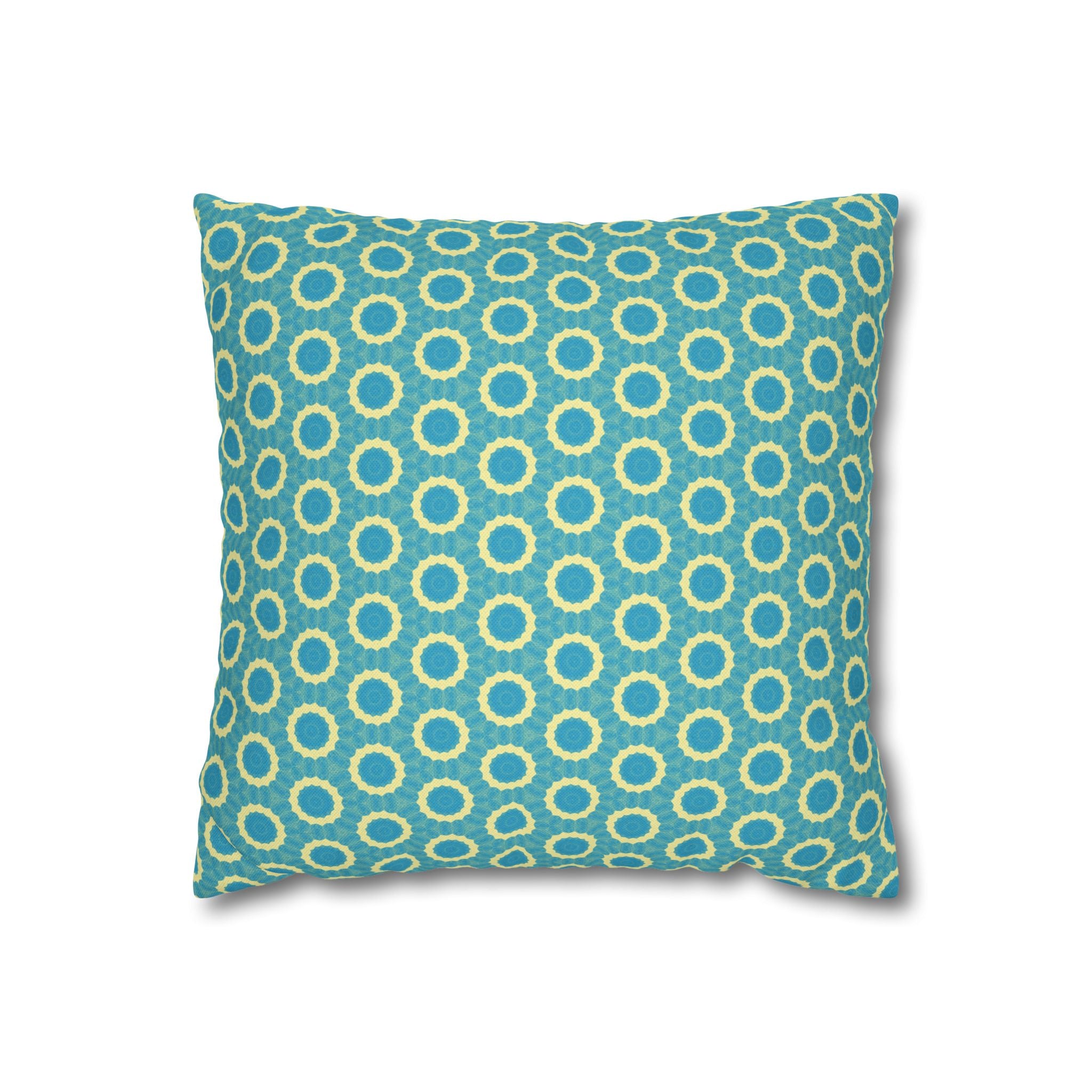 Aqua Retro Circle Decorative THROW PILLOW COVER — Spun Polyester Square Pillow Cover