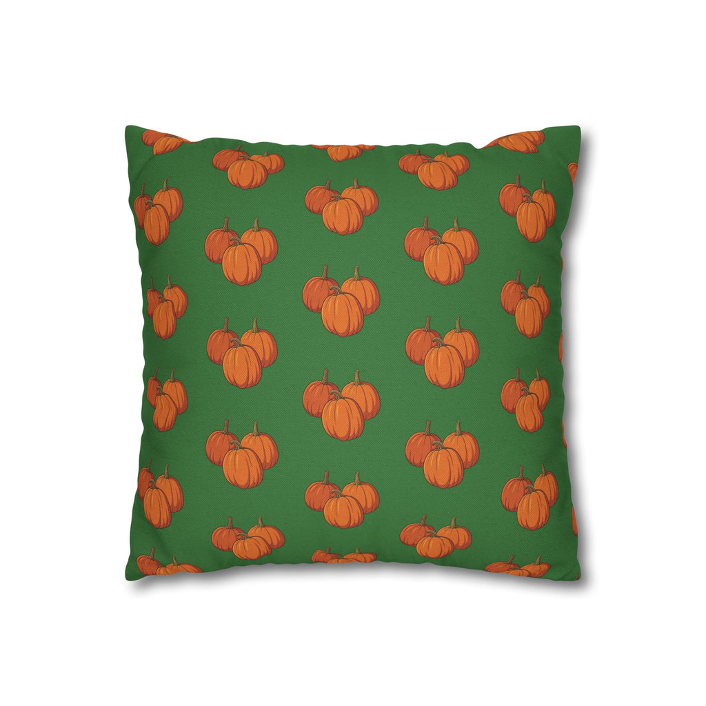 Green Autumn Pumpkin Pattern THROW PILLOW COVER — Fall Decorative Throw Pillow Cover