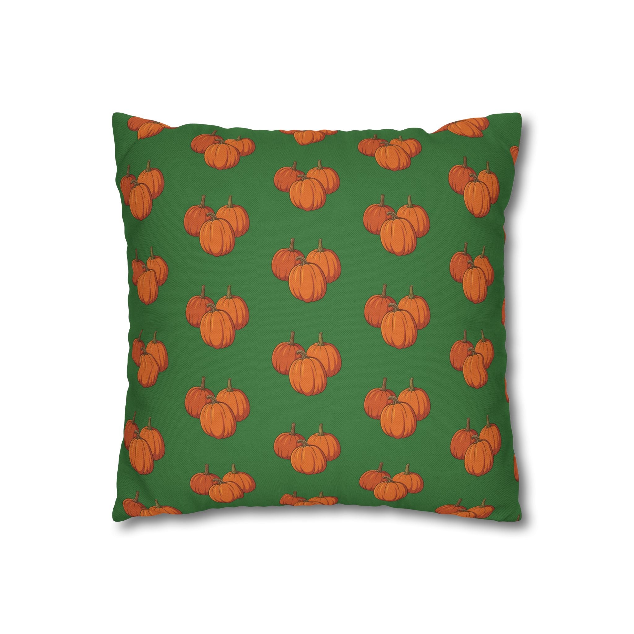 Green Autumn Pumpkin Pattern THROW PILLOW COVER — Fall Decorative Throw Pillow Cover