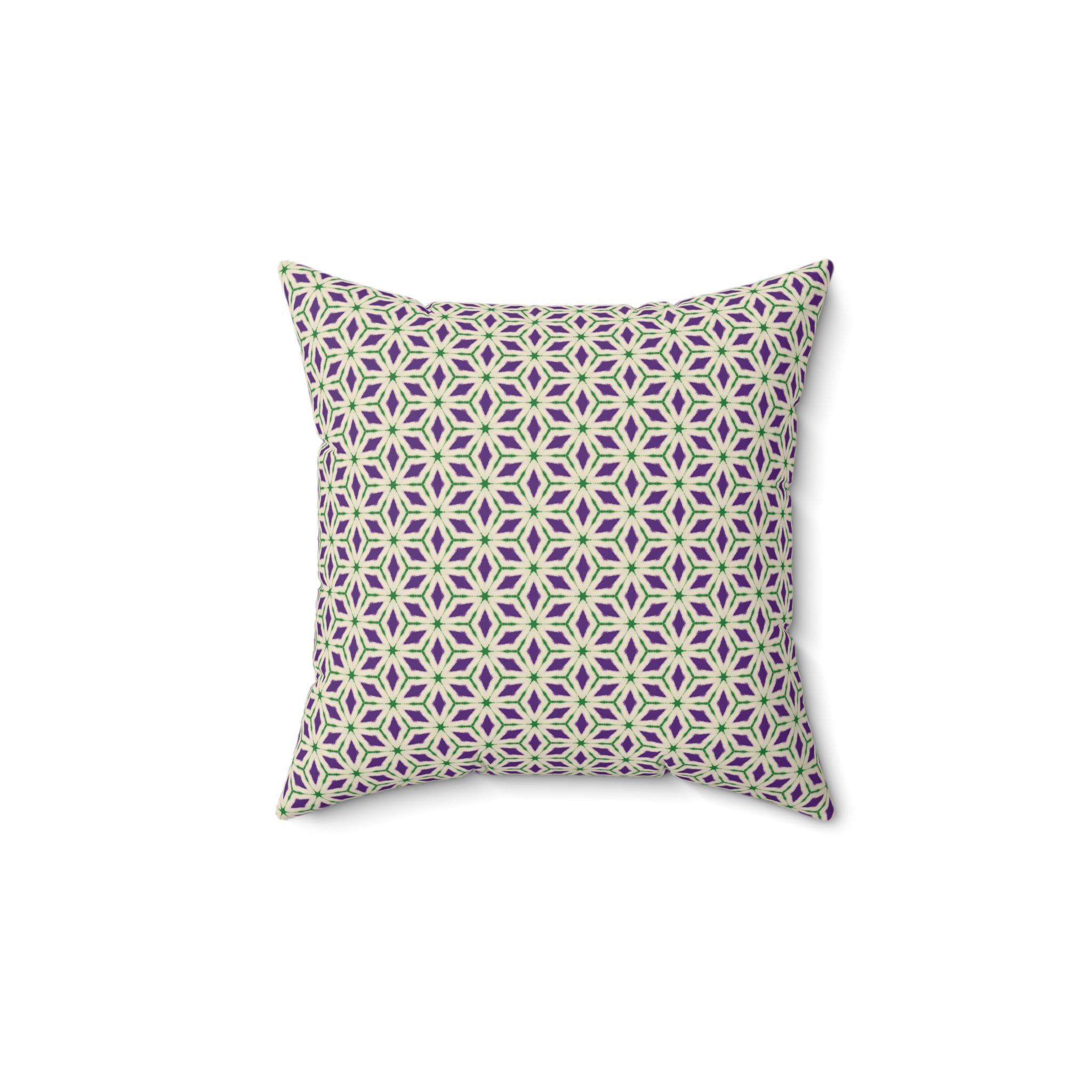Purple & Green Floral Pattern Decorative Pillow — Modern Moroccan Tile Throw Pillow
