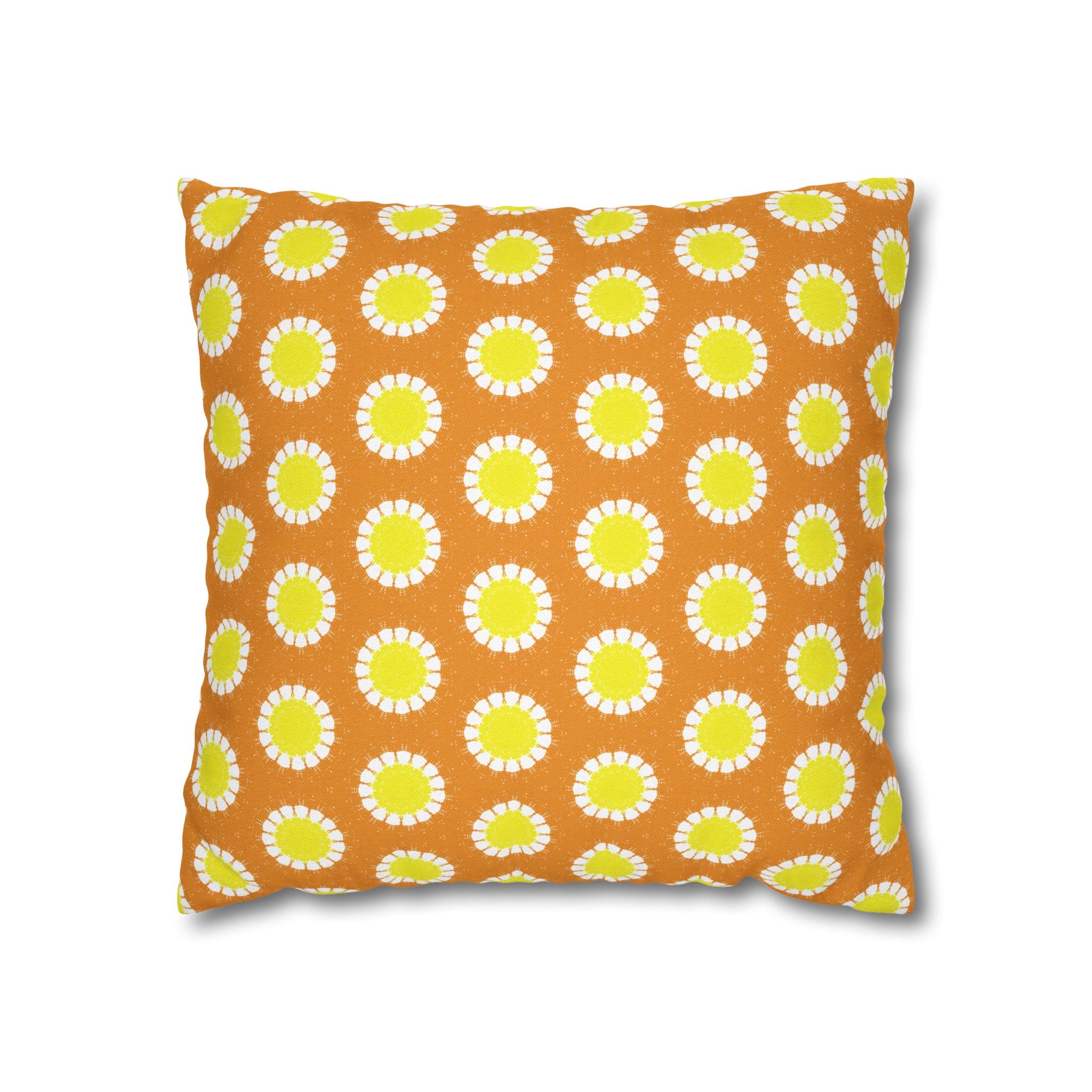 Retro Daisy Pattern THROW PILLOW COVER — Bright Orange & Yellow Decorative Cushion Cover