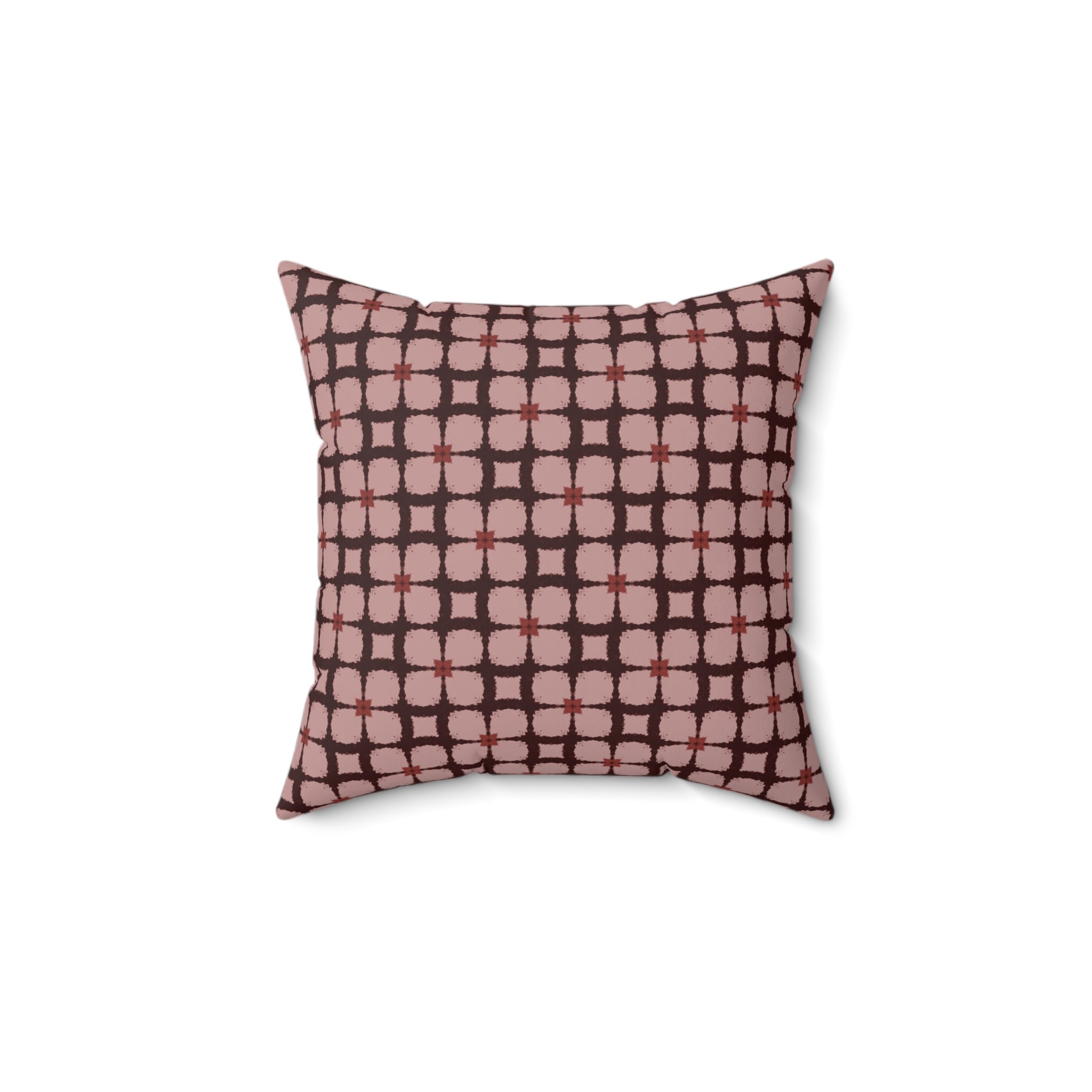 Vintage Pink Plaid Decorative Pillow — Pink Retro Grid Pattern
