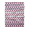 Geometric Red White Blue Sherpa Fleece Blanket — Cozy Retro Diamond Pattern