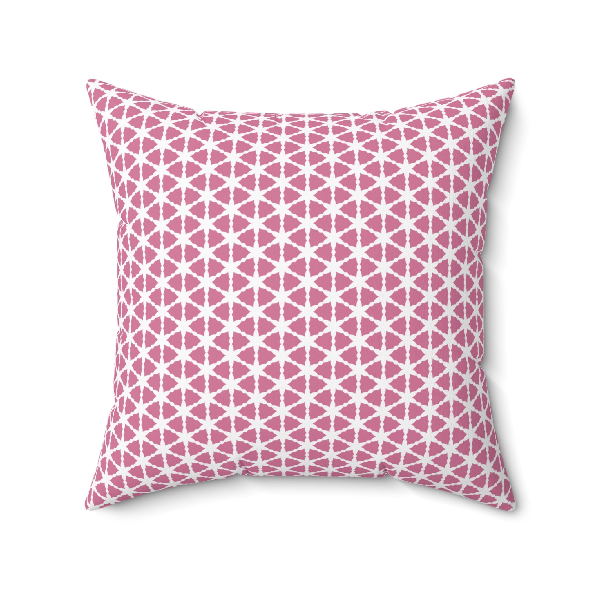 Pink and White Pattern Pillow — Square Decorative Throw Cushion