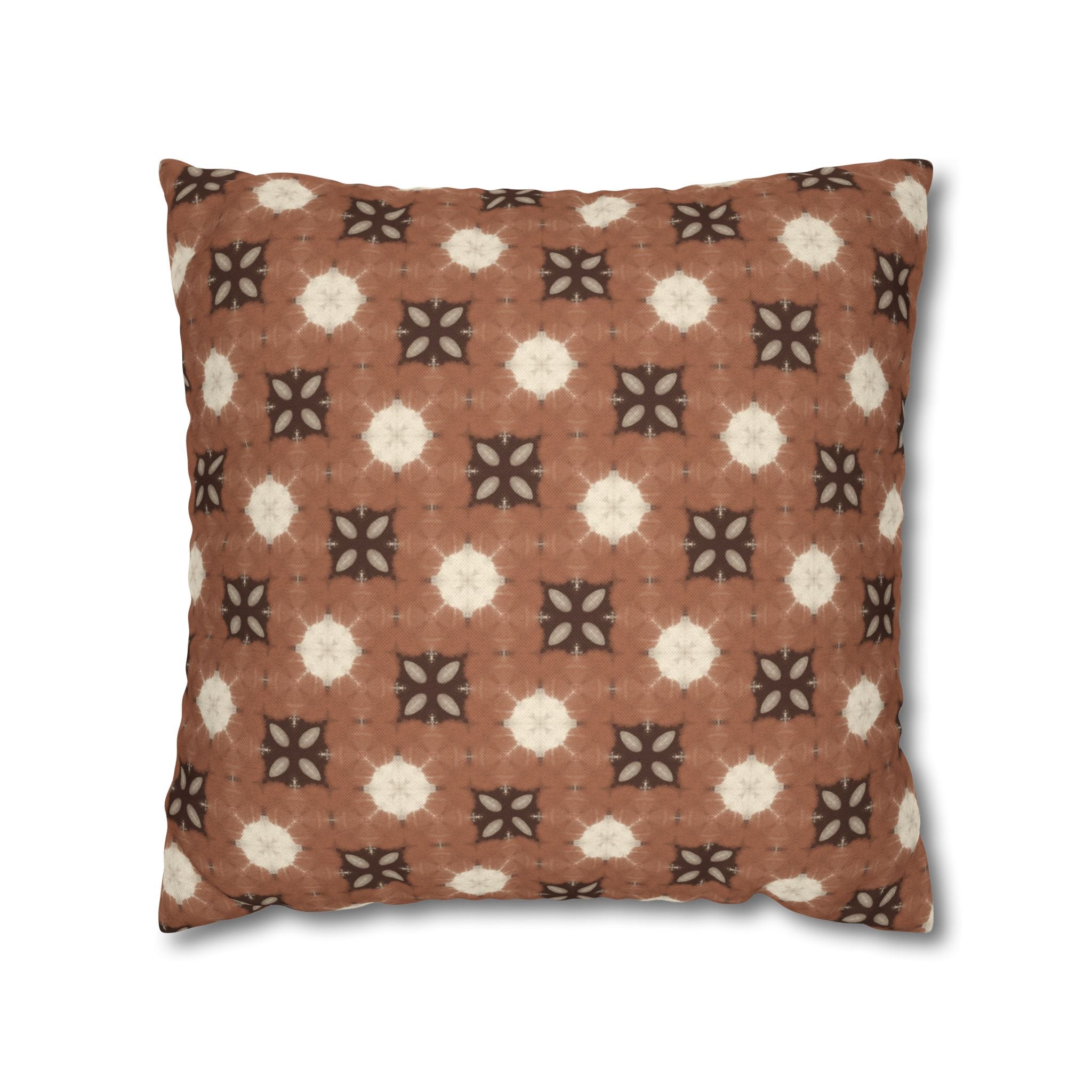 Retro Brown Geometric Spun Polyester THROW PILLOW COVER — Cozy Boho Throw Pillow Cover