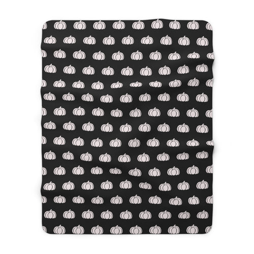 Black and White Pumpkin Sherpa Blanket — Black & White Cozy Fall Throw