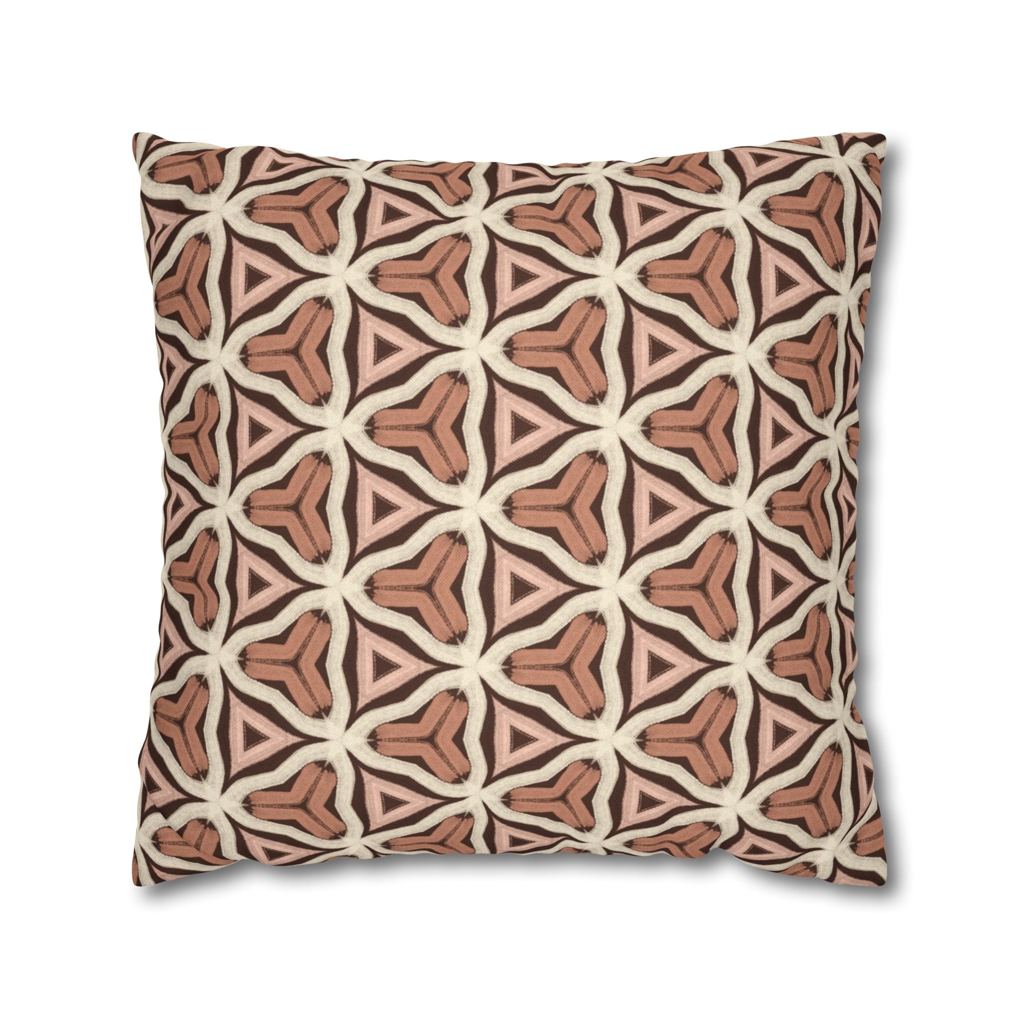 Earth Tone Tribal Pattern Decorative THROW PILLOW COVER — Spun Polyester Square Pillowcase