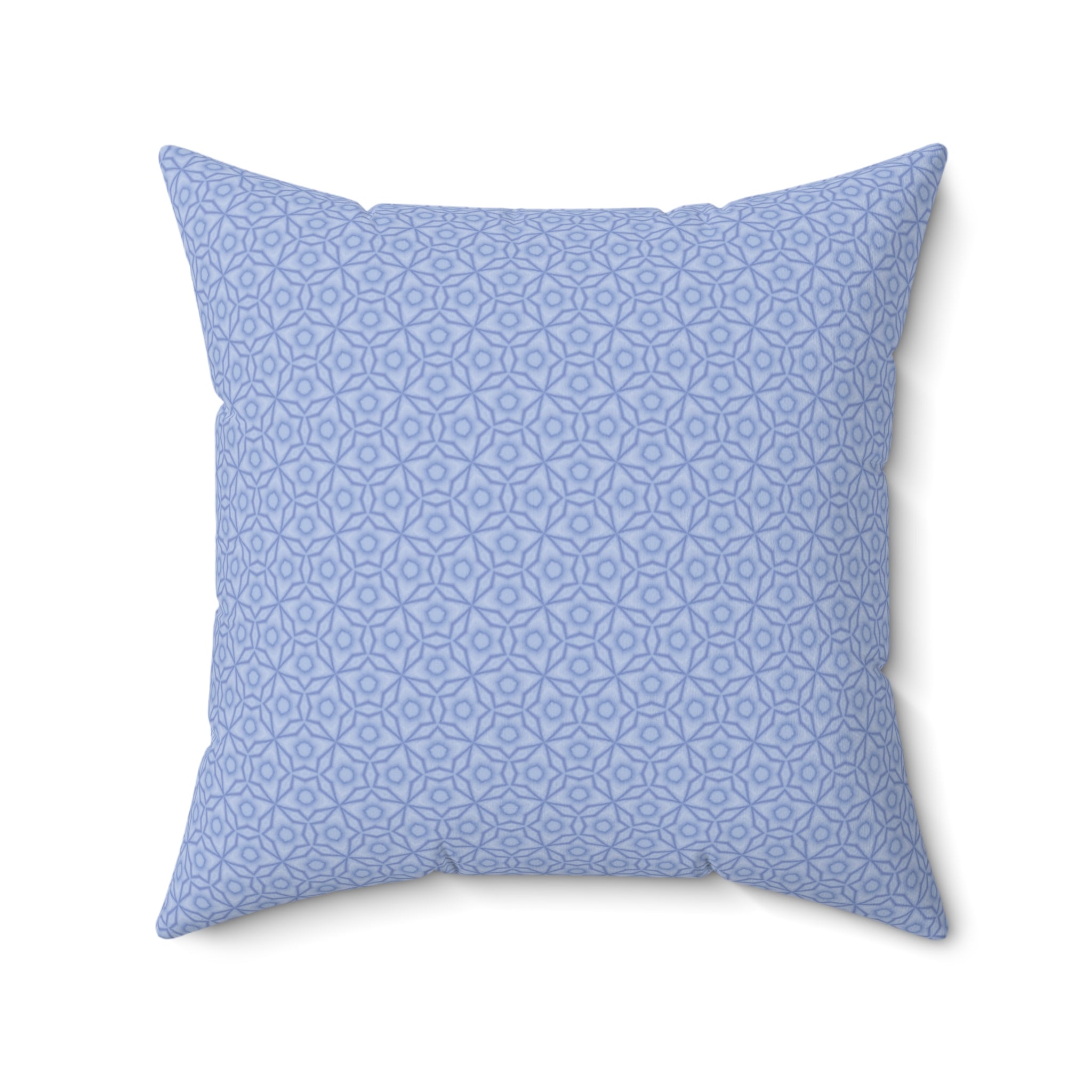 Blue Floral Decorative Pillow — Square Throw Cushion for Living Room & Bedroom
