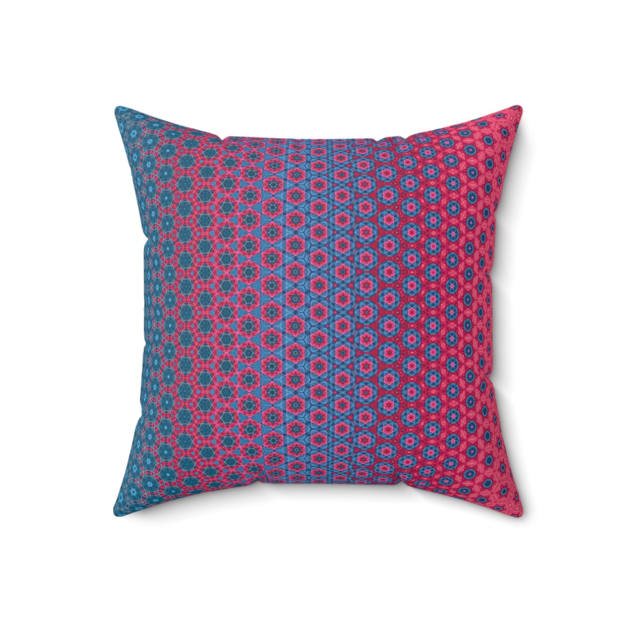 Ombre Square Pillow — Pink & Teal Patterned Throw Pillow