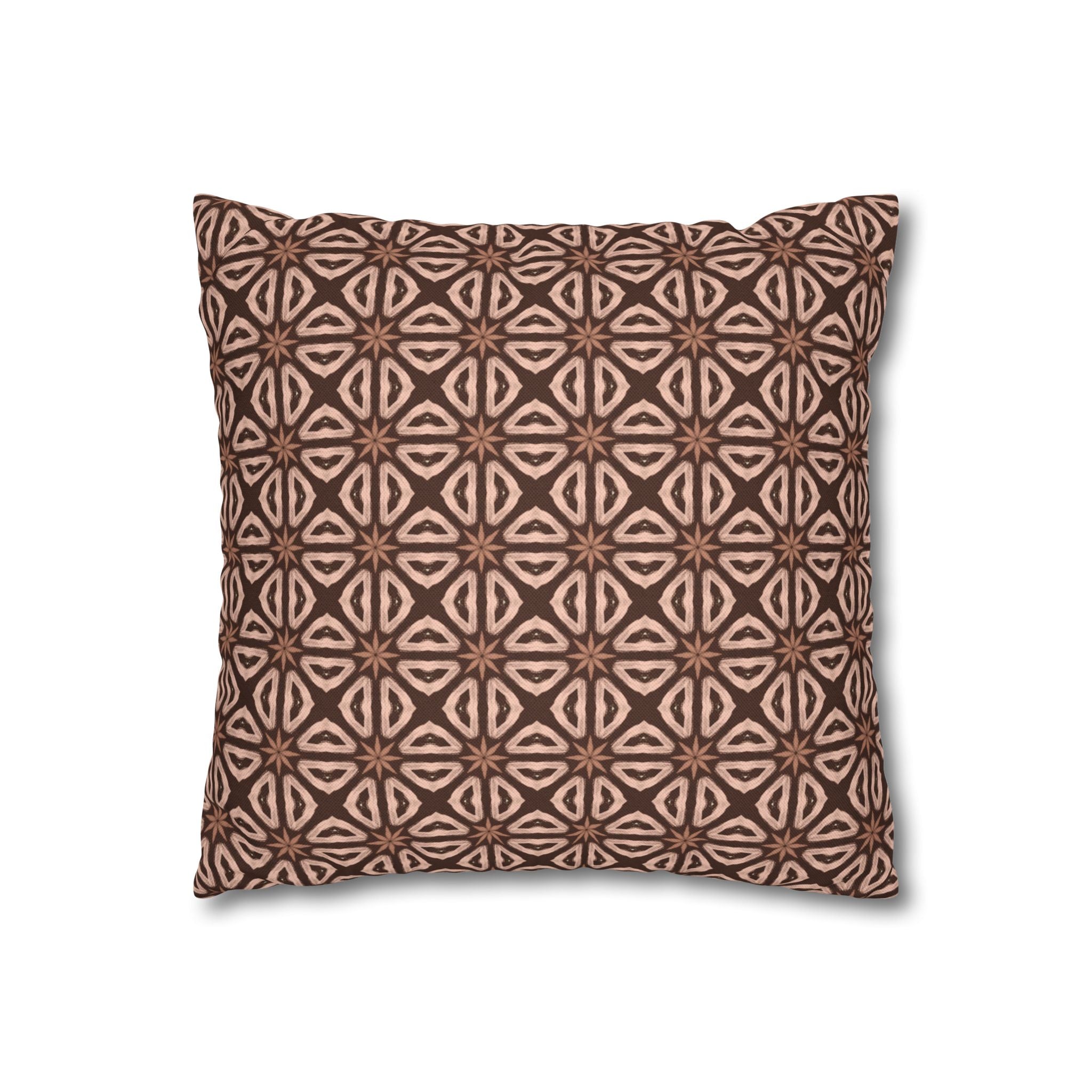 Chocolate Brown Floral Pattern THROW PILLOW COVER — Decorative Square Throw Pillow Cover