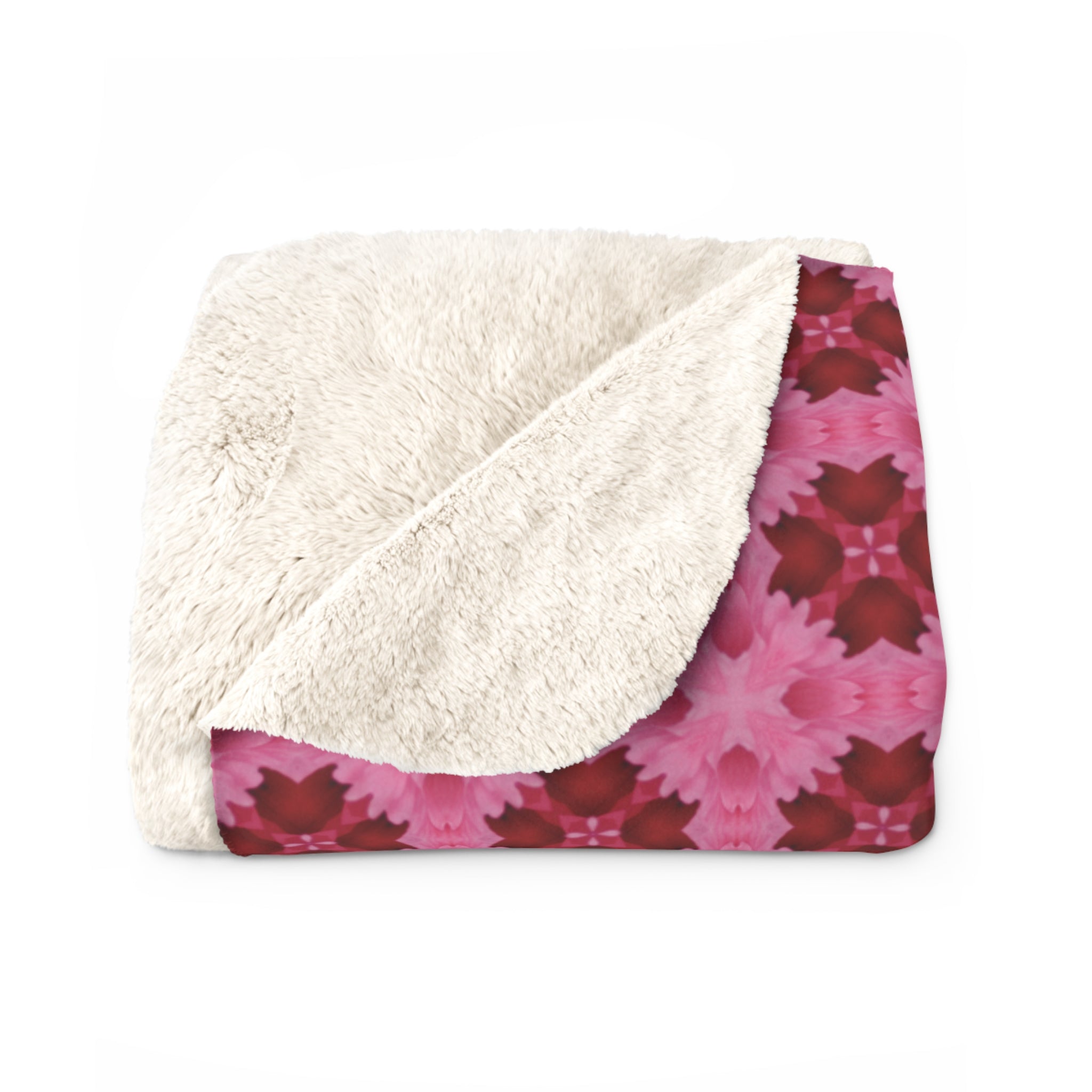 Pink Floral Sherpa Blanket – Cozy Fleece Throw for Home, Bedroom & Gifts