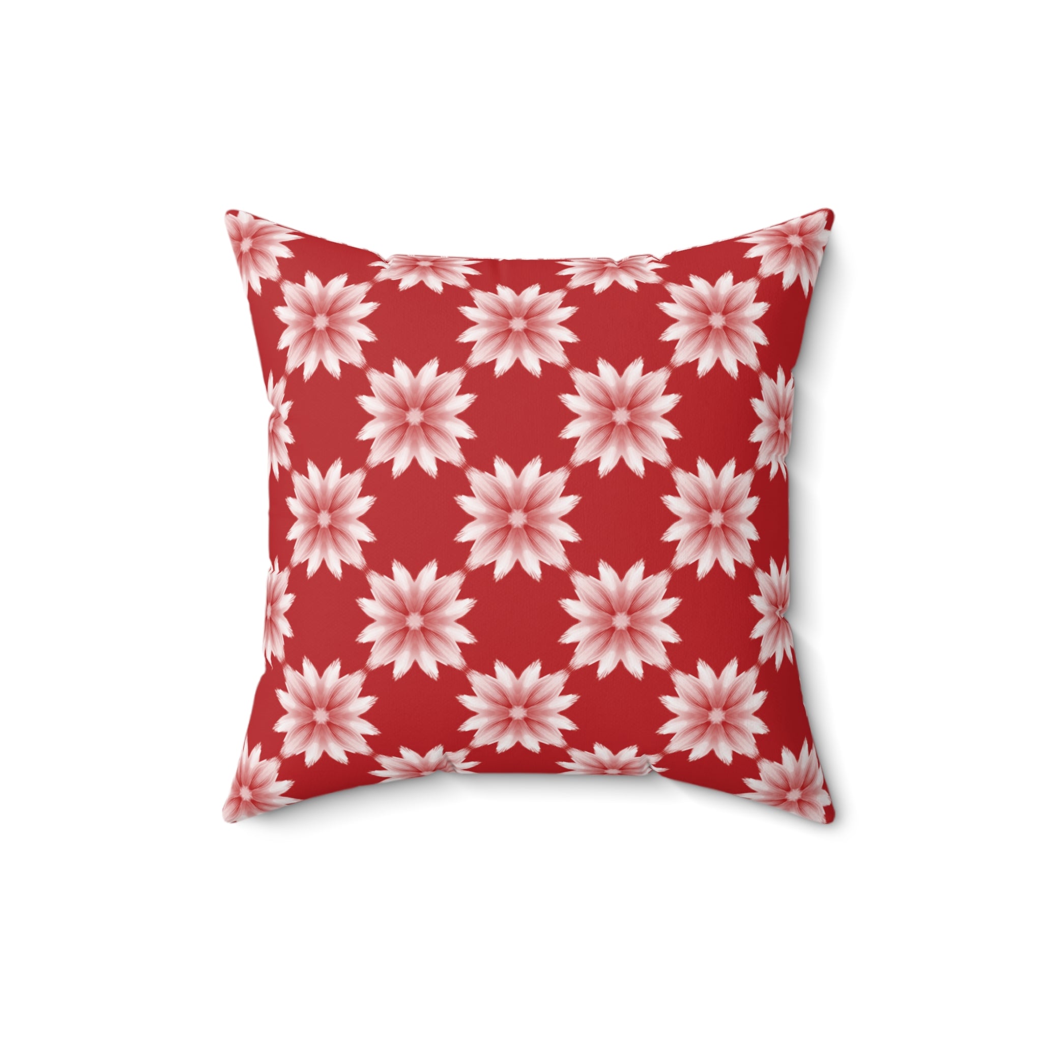 Holiday Red Floral Pillow — Red & White Dahlia Throw Pillow