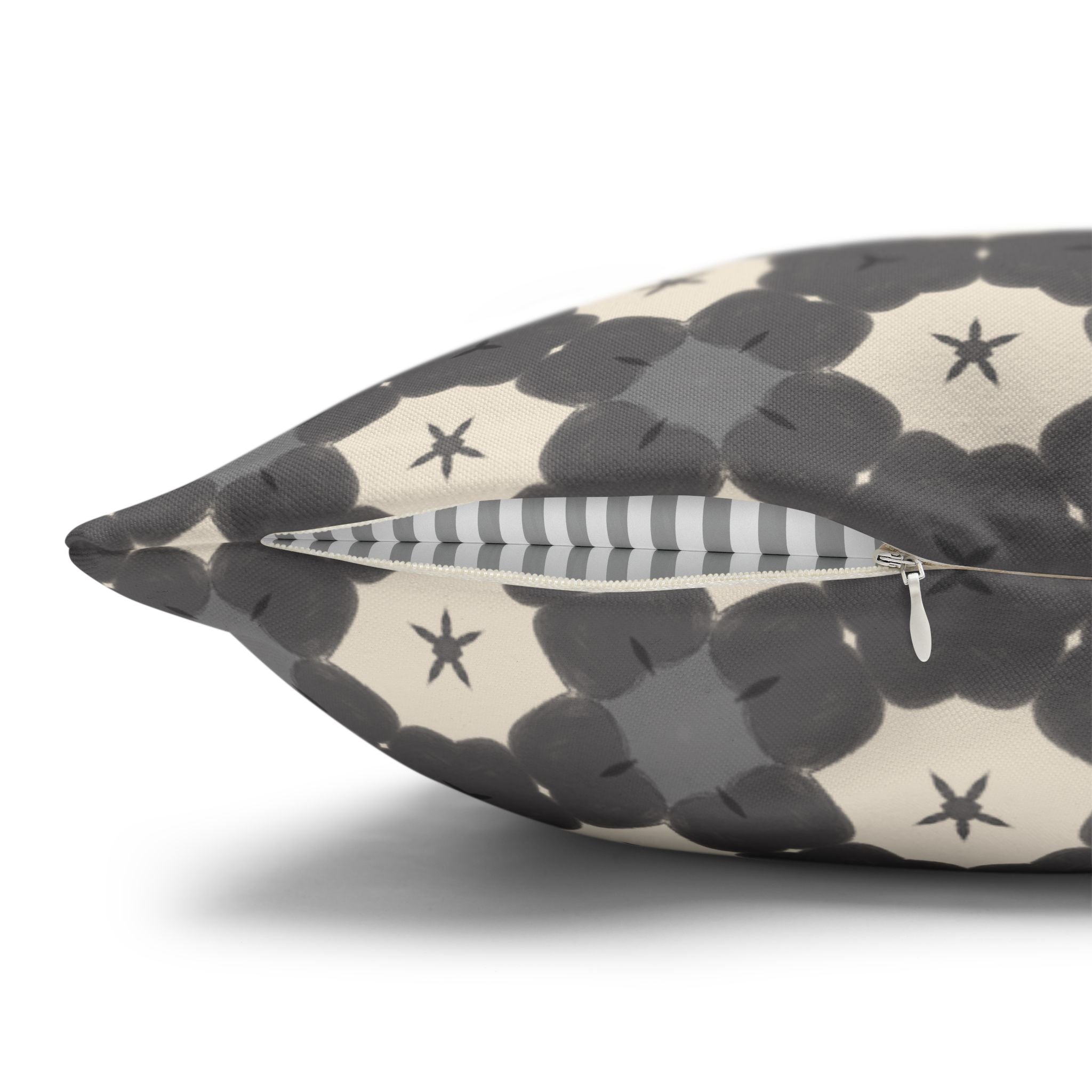 Charcoal and Cream THROW PILLOW COVER — Gray Geometric Patterned Decorative Throw Pillow Cover
