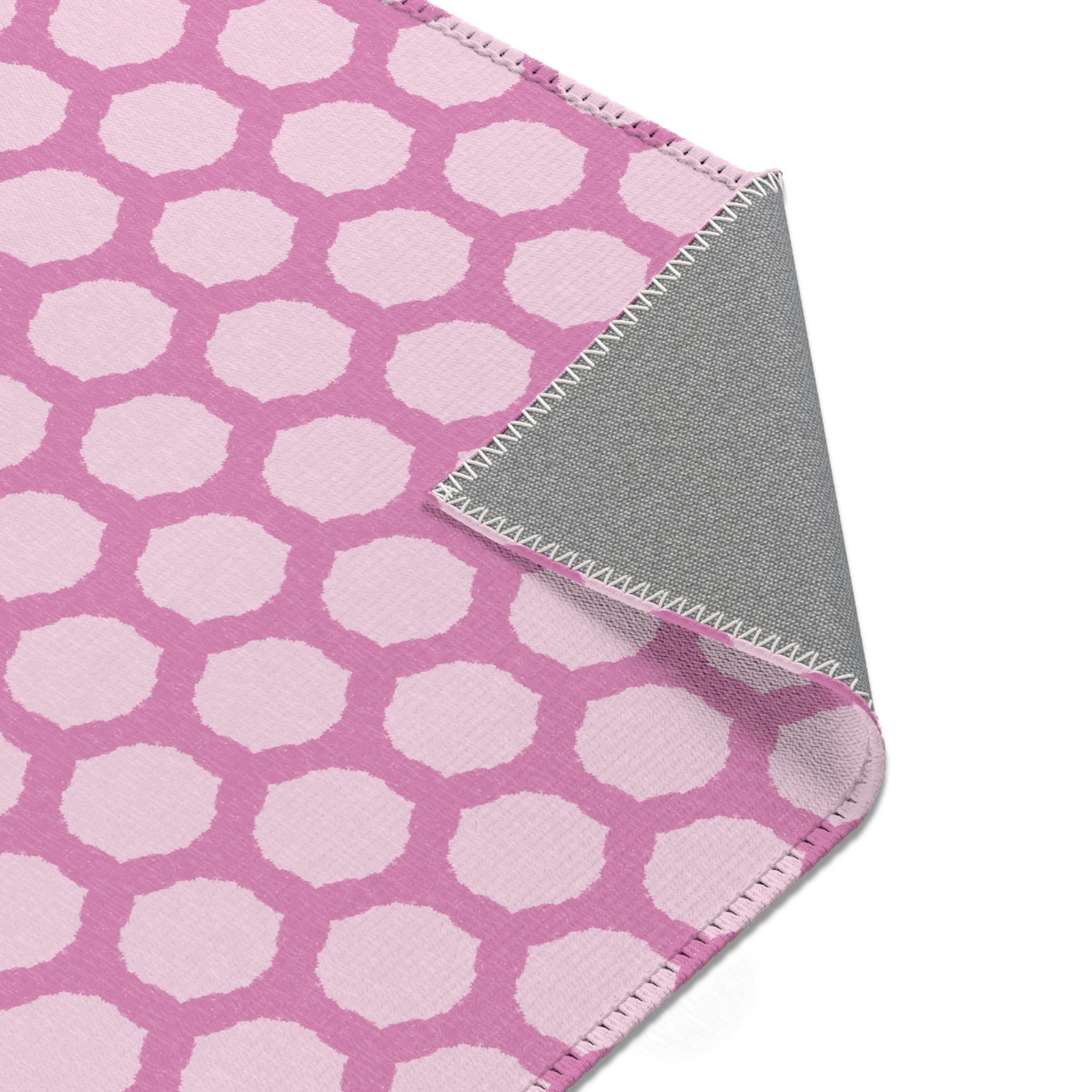 Pink Honeycomb Area Rug — Geometric Decorative Accent Rug for Nursery, Kids’ Room & Playroom