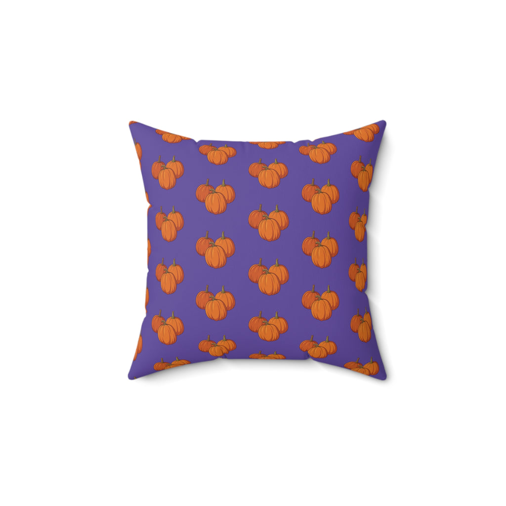 Purple Autumn Pumpkin Pattern Pillow - Purple Spun Polyester Decorative Cushion