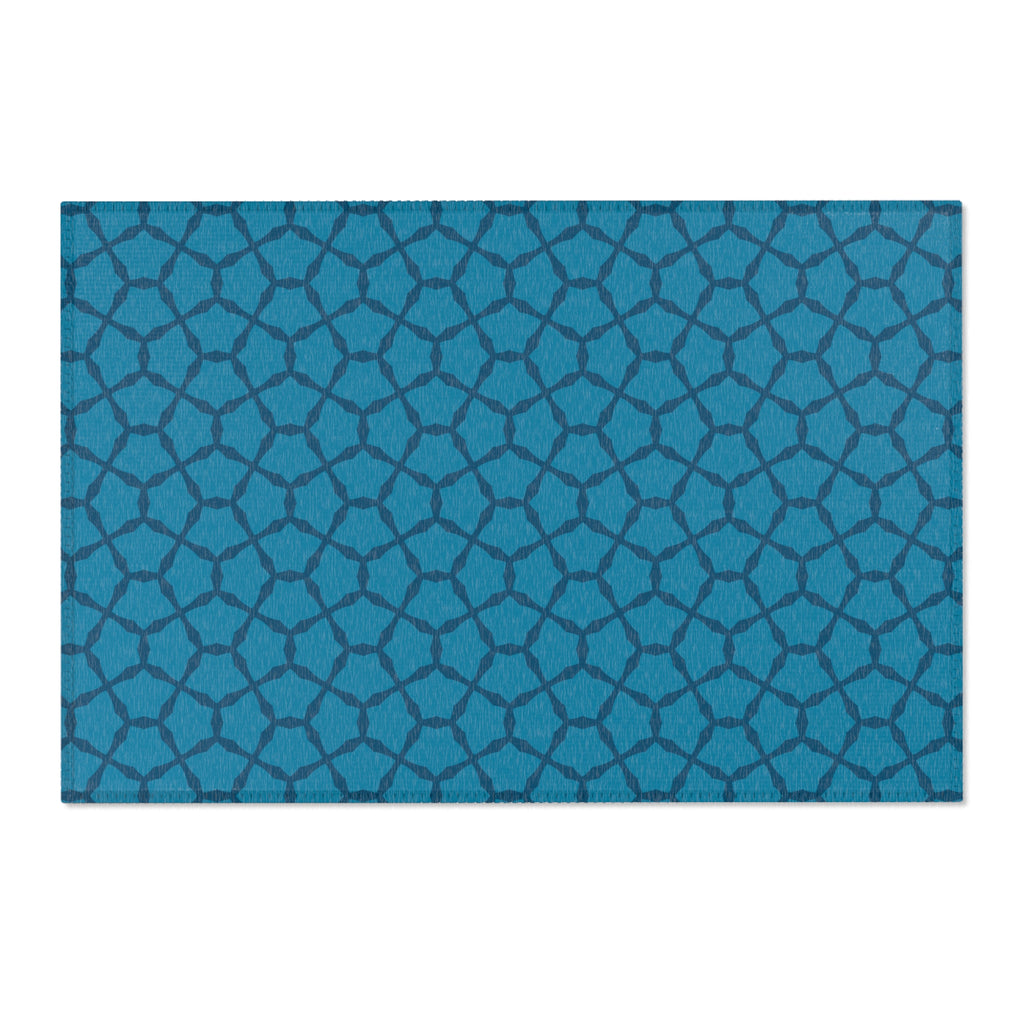 Blue Geometric Trellis Area Rug — Modern Moroccan Pattern