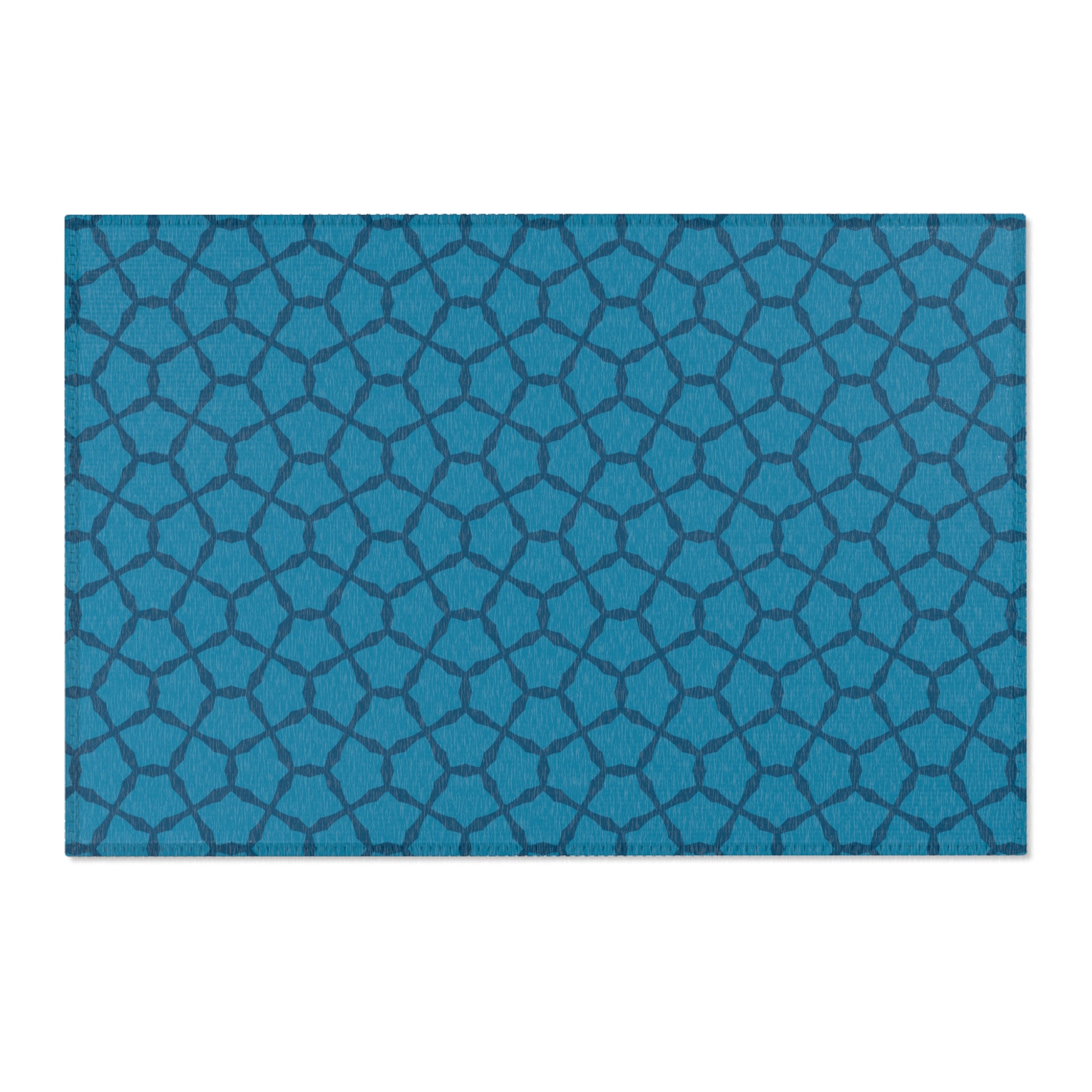 Blue Geometric Trellis Area Rug — Modern Moroccan Pattern