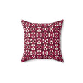 Burgundy Floral Geometric Pattern Pillow – Decorative Square Throw Pillow