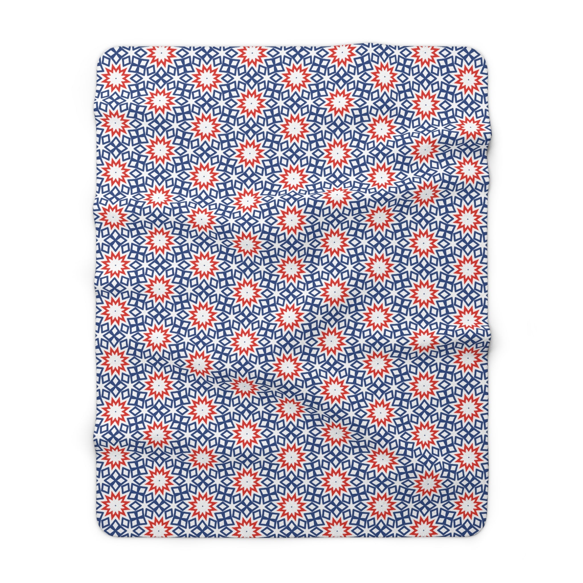 Fourth of July Red White & Blue Sherpa Fleece Blanket — Patriotic USA Cozy Throw