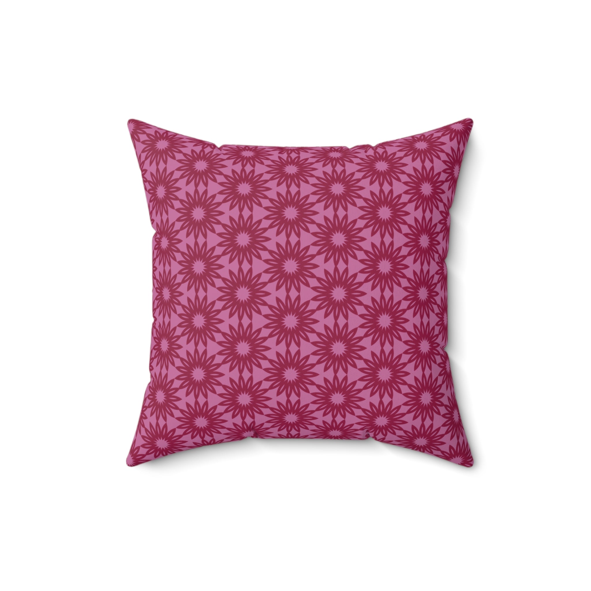 Berry Pink Floral Pillow — Decorative Square Throw Cushion