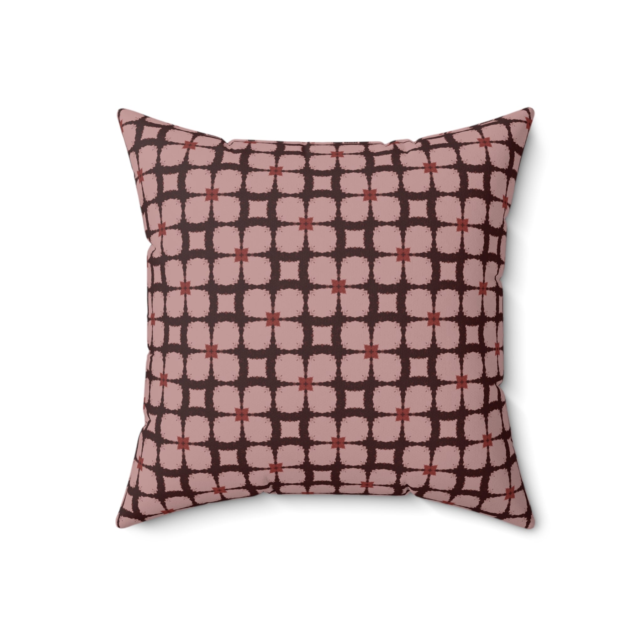 Vintage Pink Plaid Decorative Pillow — Pink Retro Grid Pattern