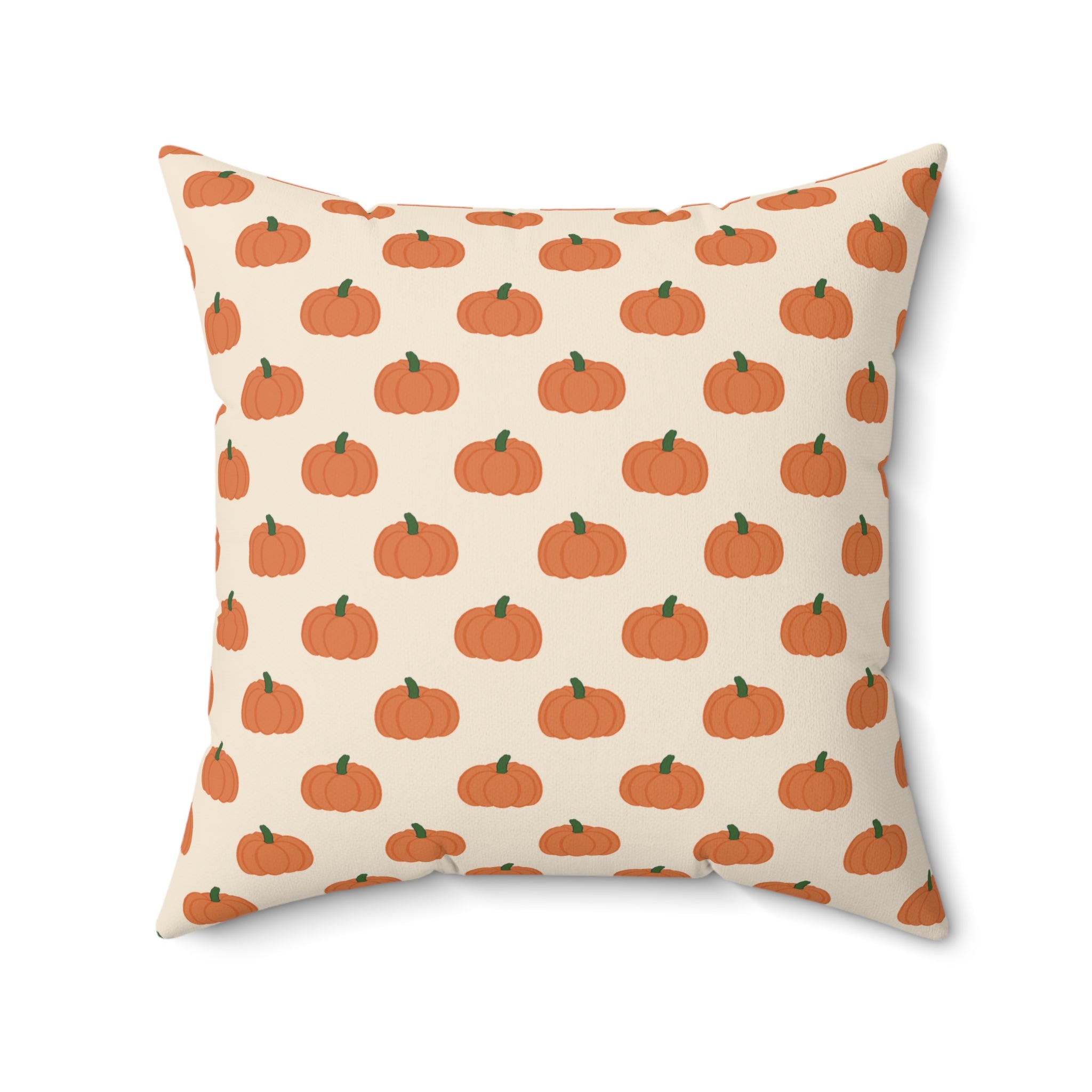 Cream Halloween Pumpkin Pattern Square Pillow — Halloween Fall Decorative Throw Pillow