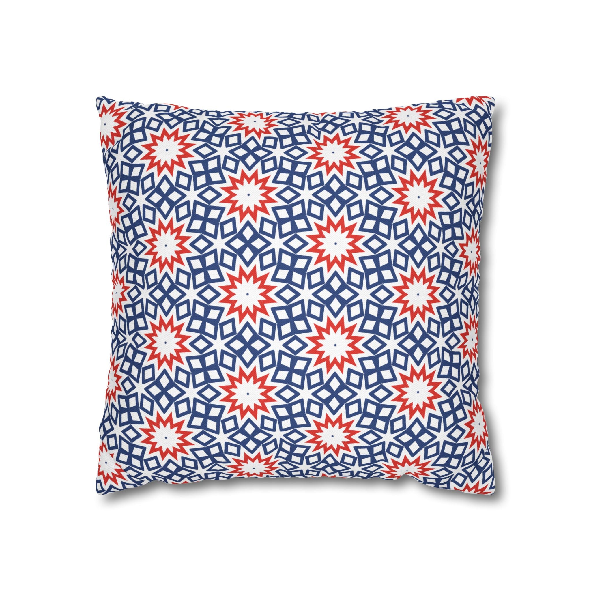Red White & Blue Holiday THROW PILLOW COVER – Patriotic Square Throw Pillow Cover
