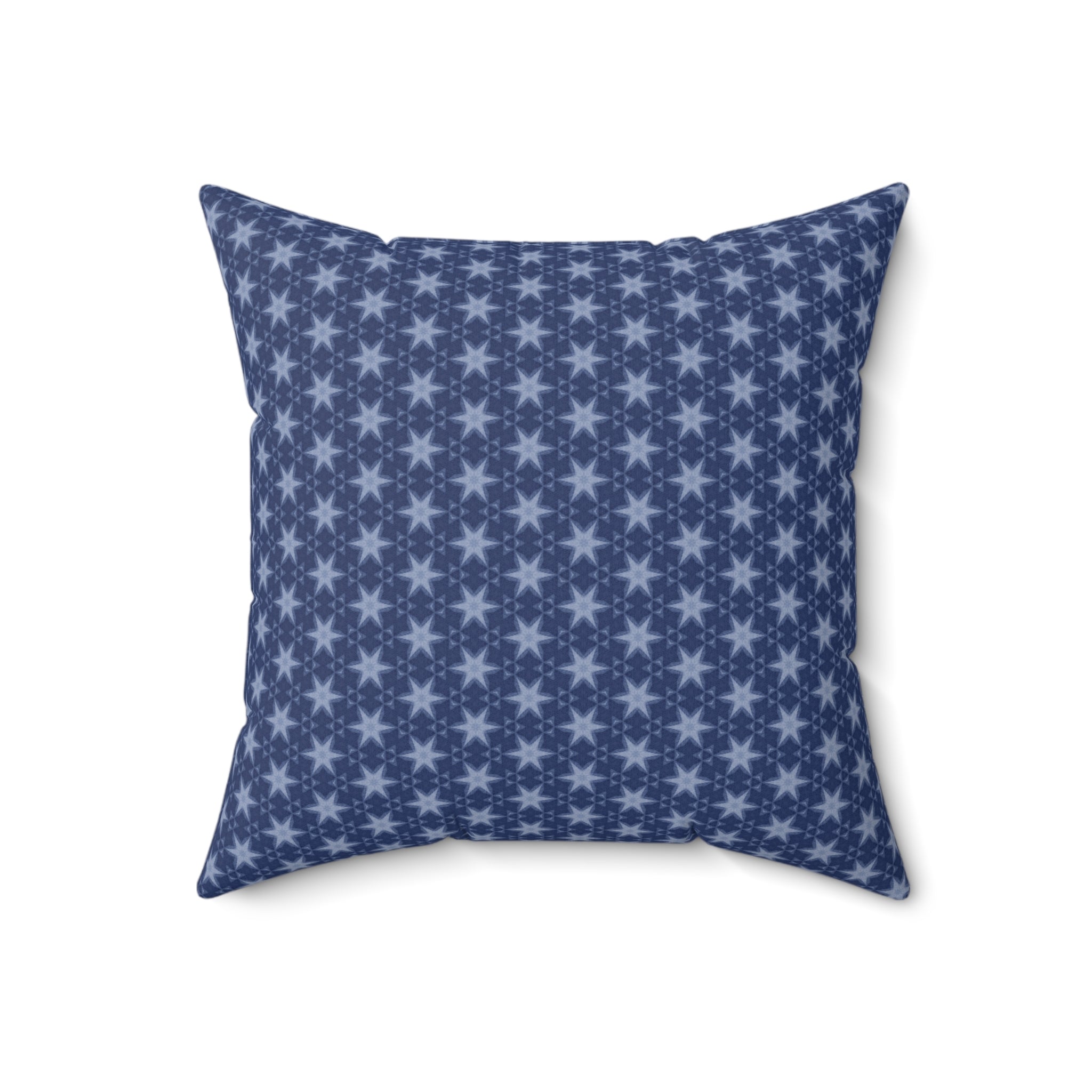 Patriotic July 4th Blue Stars Square Pillow — Spun Polyester Patriotic Throw Pillow