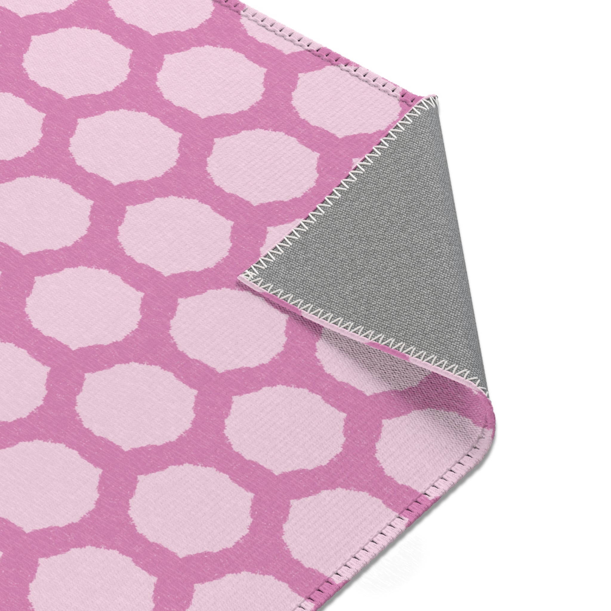 Pink Honeycomb Area Rug — Geometric Decorative Accent Rug for Nursery, Kids’ Room & Playroom