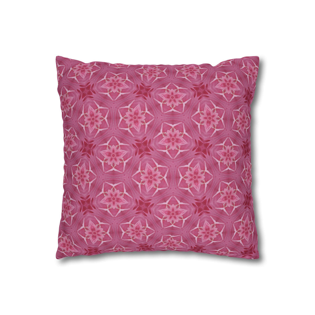 Pink Floral Fleur Kaleidoscope Decorative THROW PILLOW COVER— Floral Pattern Square Throw Pillow Cover