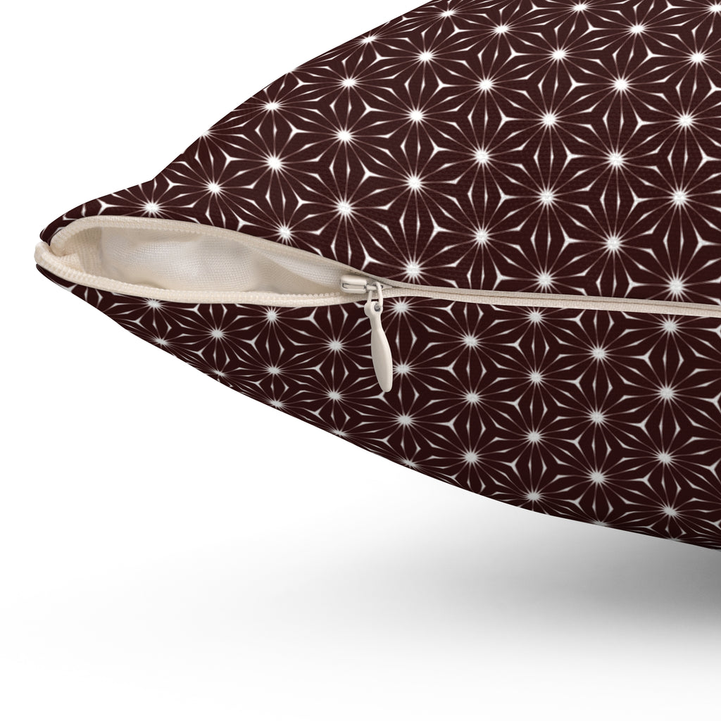 Brown Starburst Decorative Pillow - Geometric Square Pillow