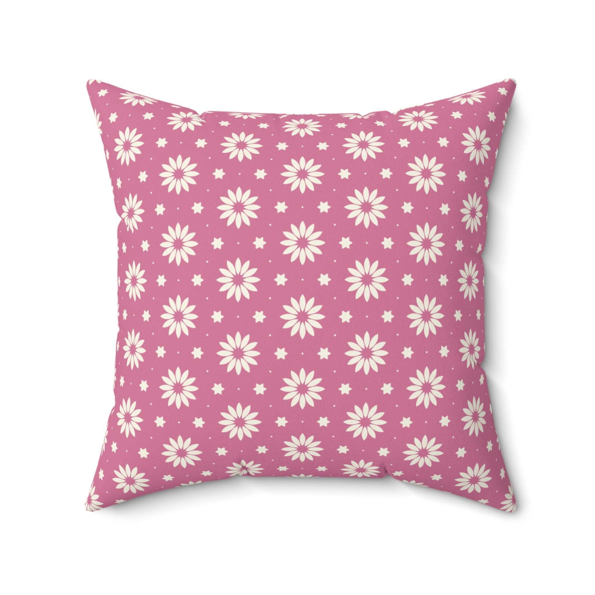 Pink Daisy Pattern Pillow — Floral Decorative Throw Pillow