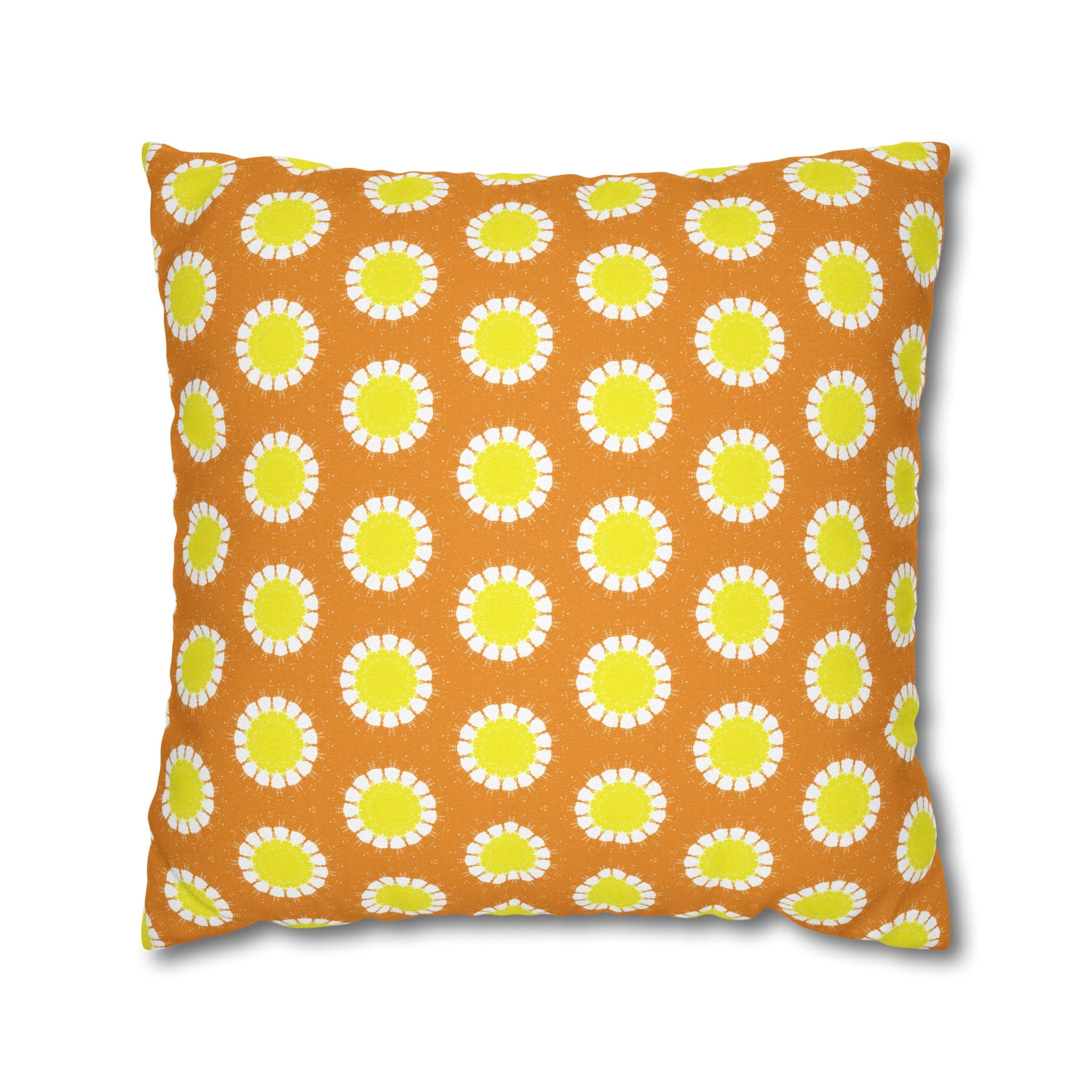 Retro Daisy Pattern THROW PILLOW COVER — Bright Orange & Yellow Decorative Cushion Cover