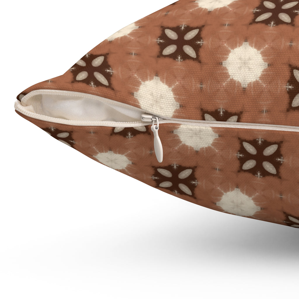 Retro Brown Geometric Throw Pillow — Midcentury Pattern Accent Cushion