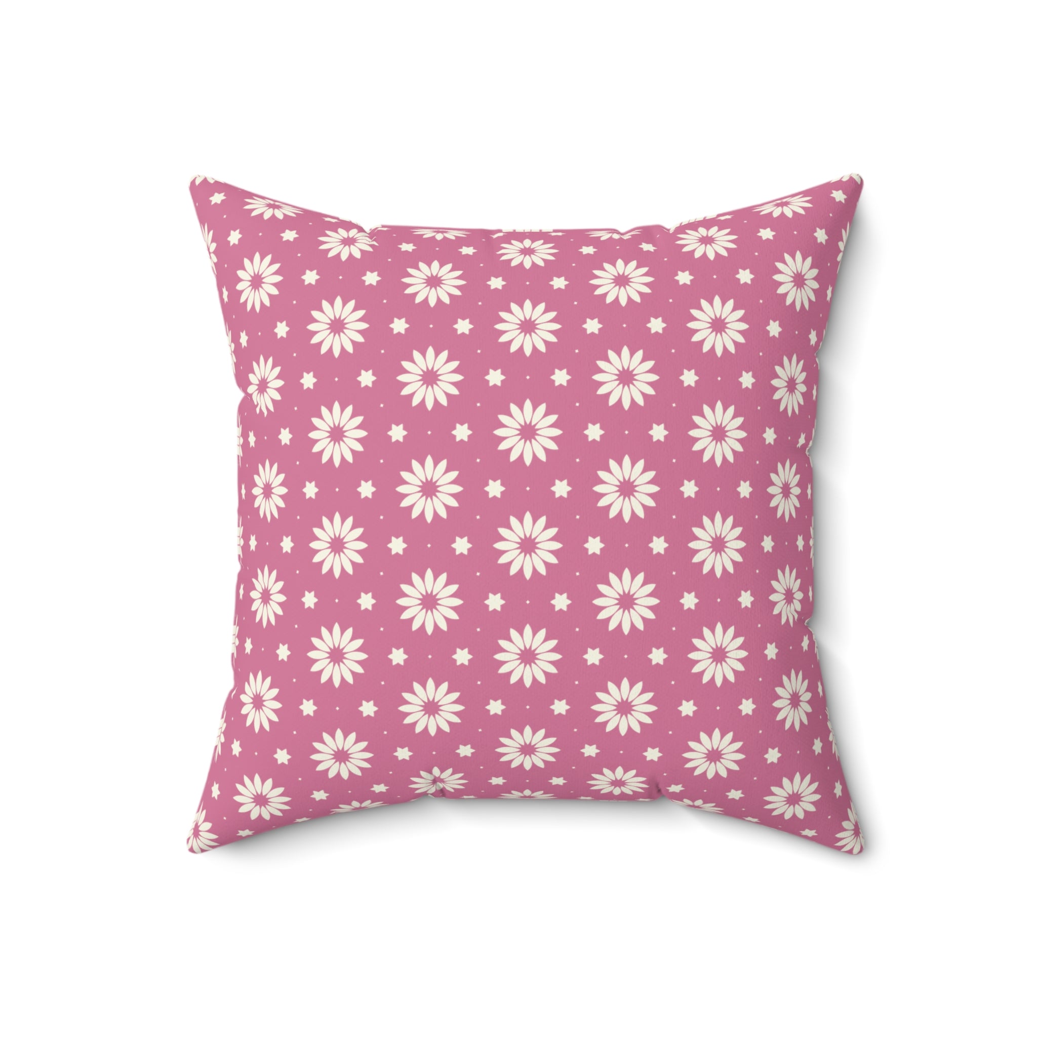 Pink Daisy Pattern Pillow — Floral Decorative Throw Pillow