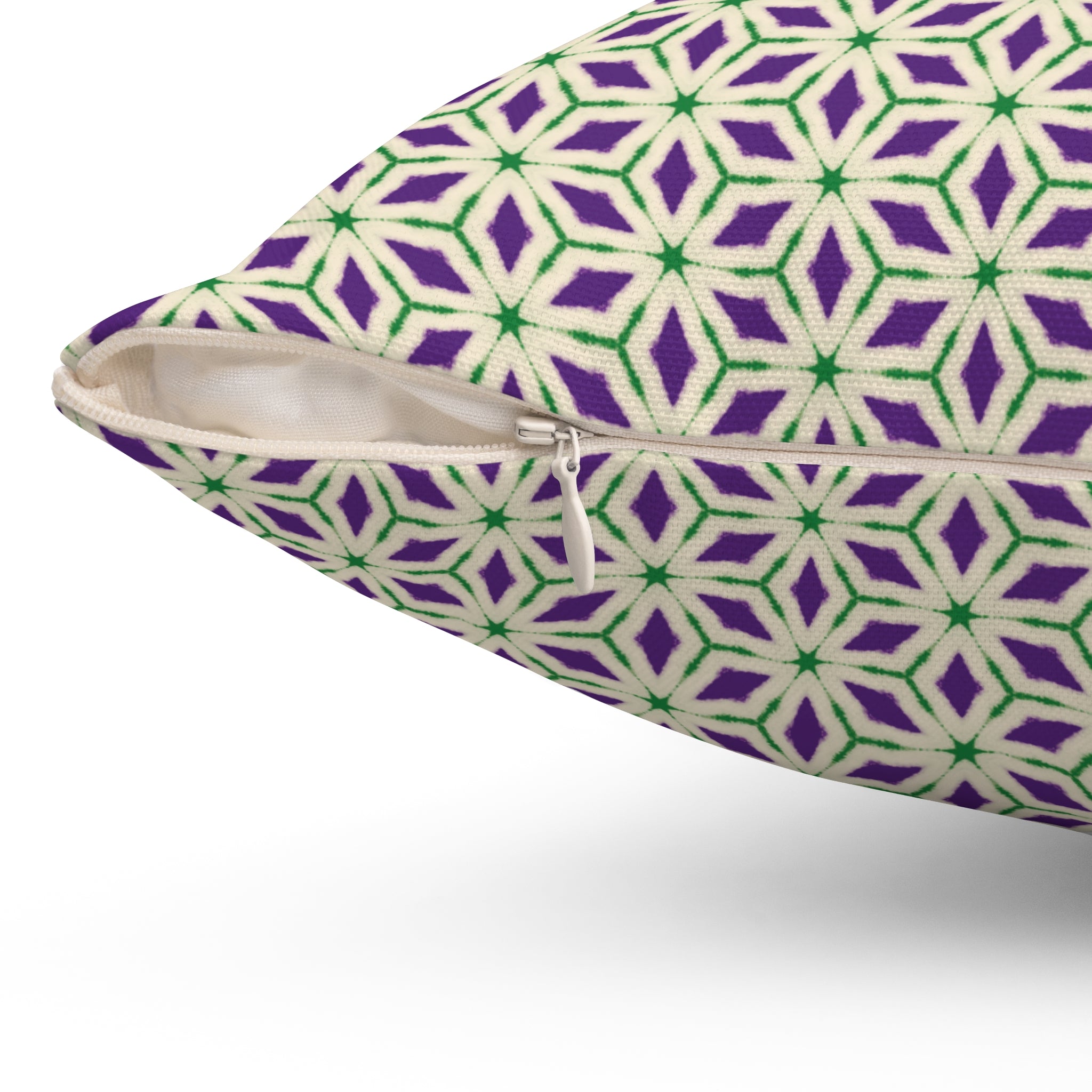 Purple & Green Floral Pattern Decorative Pillow — Modern Moroccan Tile Throw Pillow