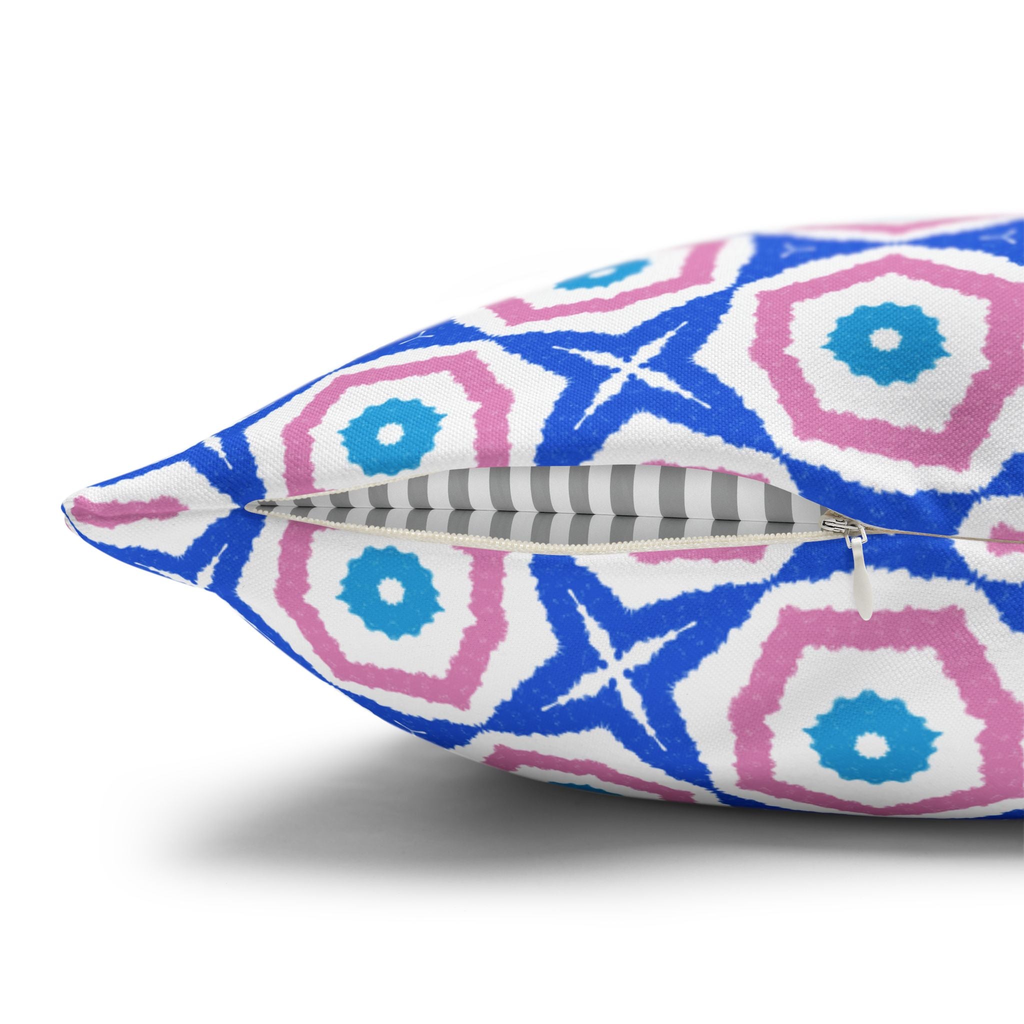 Blue & Pink Decorative THROW PILLOW COVER - Geometric Starburst Square Pillowcase
