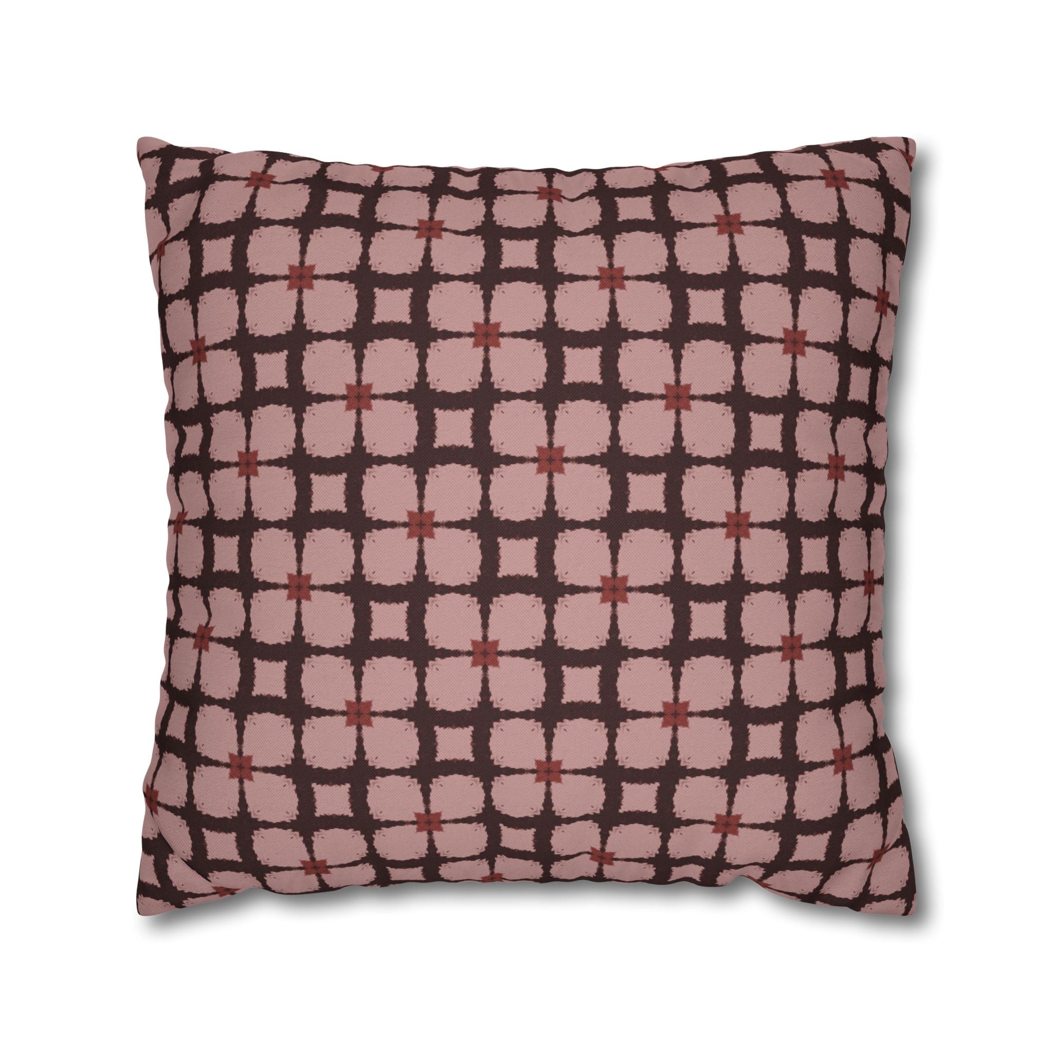 Vintage Pink Plaid Decorative THROW PILLOW COVER — Spun Polyester Square Throw Pillow Cover