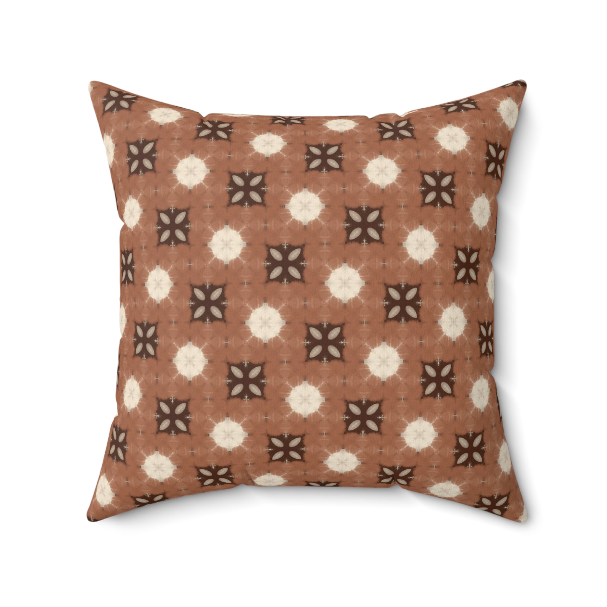 Retro Brown Geometric Throw Pillow — Midcentury Pattern Accent Cushion