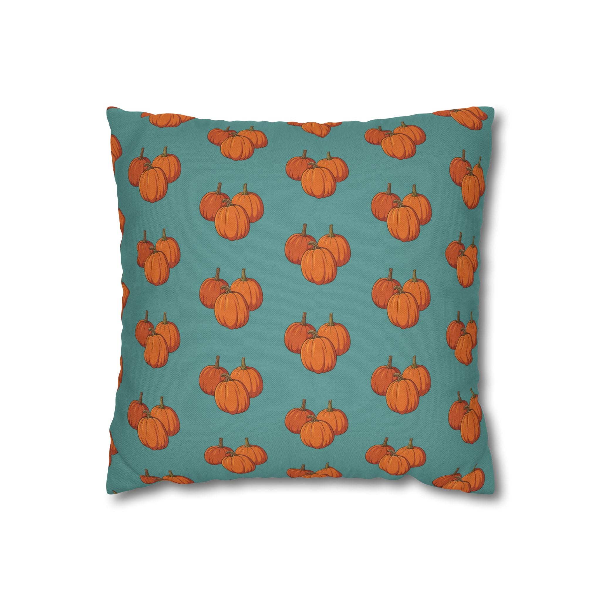 Teal Autumn Pumpkin Pattern THROW PILLOW COVER — Teal Fall Décor Cushion Cover
