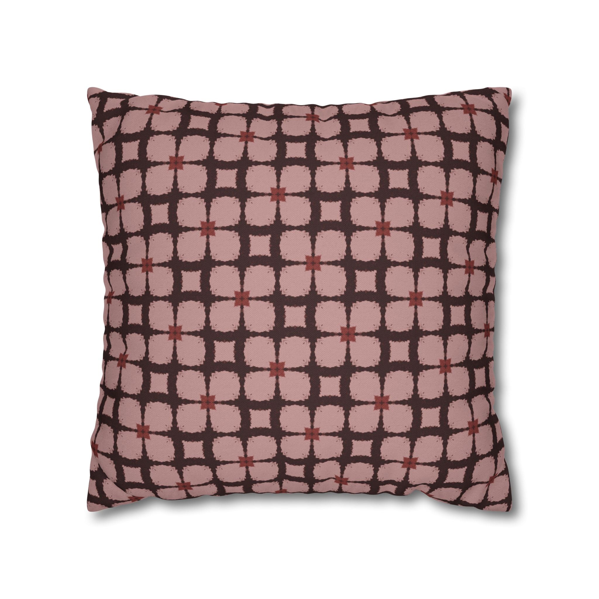 Vintage Pink Plaid Decorative THROW PILLOW COVER — Spun Polyester Square Throw Pillow Cover