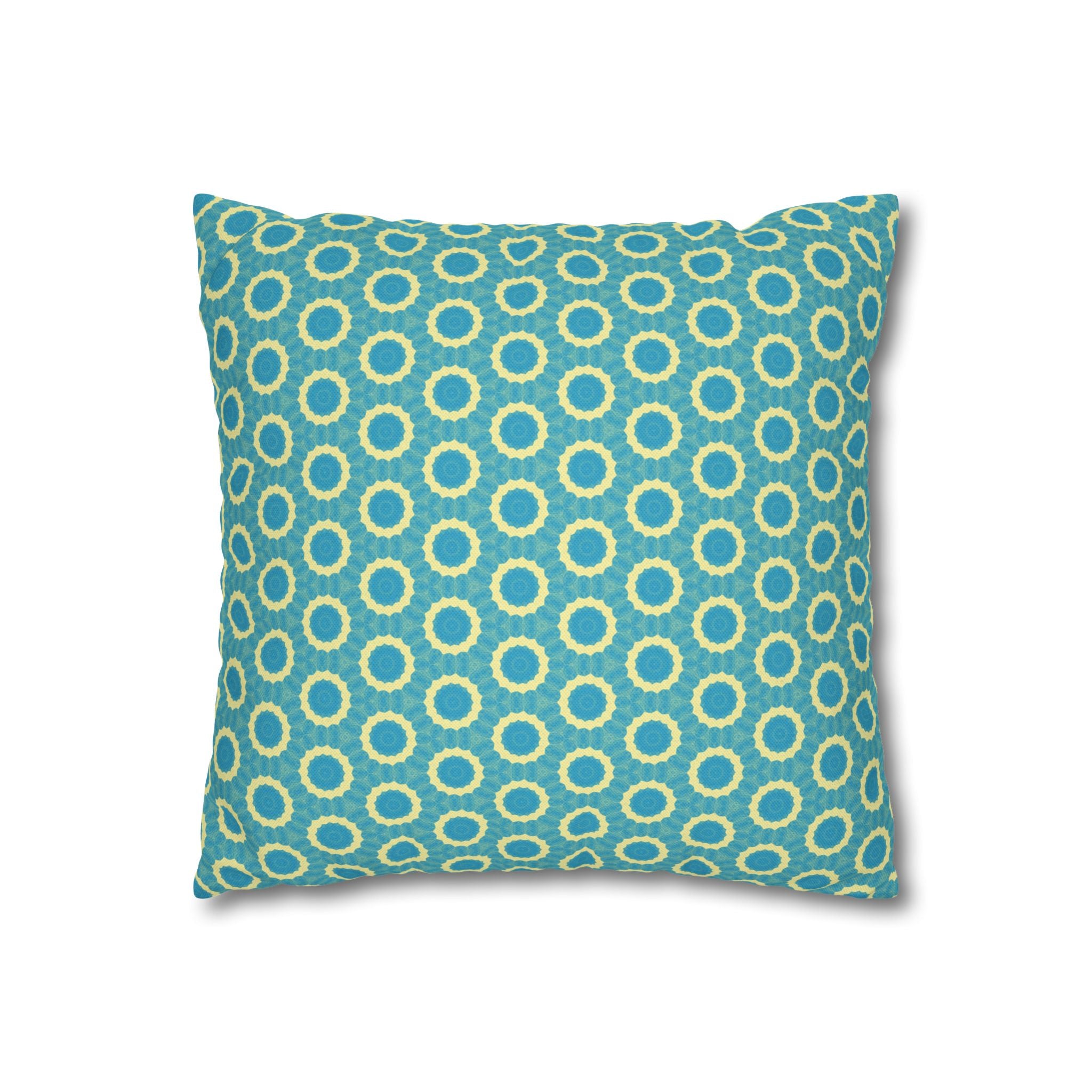 Aqua Retro Circle Decorative THROW PILLOW COVER — Spun Polyester Square Pillow Cover