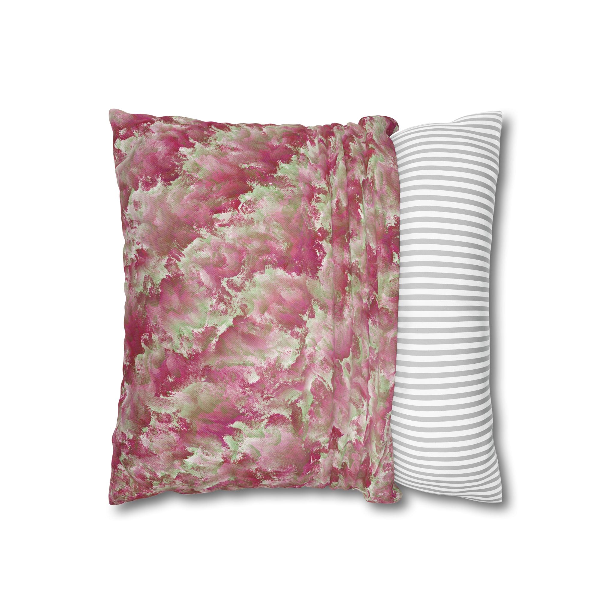 Pink Watercolor Floral THROW PILLOW COVER — Soft Botanical Decorative Pillow Cover